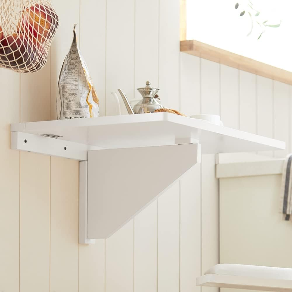 Sobuy Wall-Mounted Folding Table, Kitchen Table, Laptop Table, Dining Table, White, FWT03-W image number 1