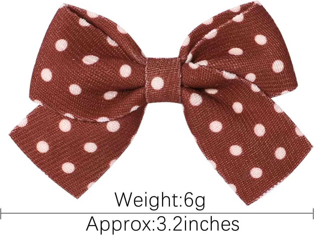 Baby Hair Clips for Girls, Leopard Baby Clip Bows,Toddler Girl Hair Accessories for Kids Fully Lined Polka Dot Alligator Clip Baby Barrettes,Packed in Pairs[K]