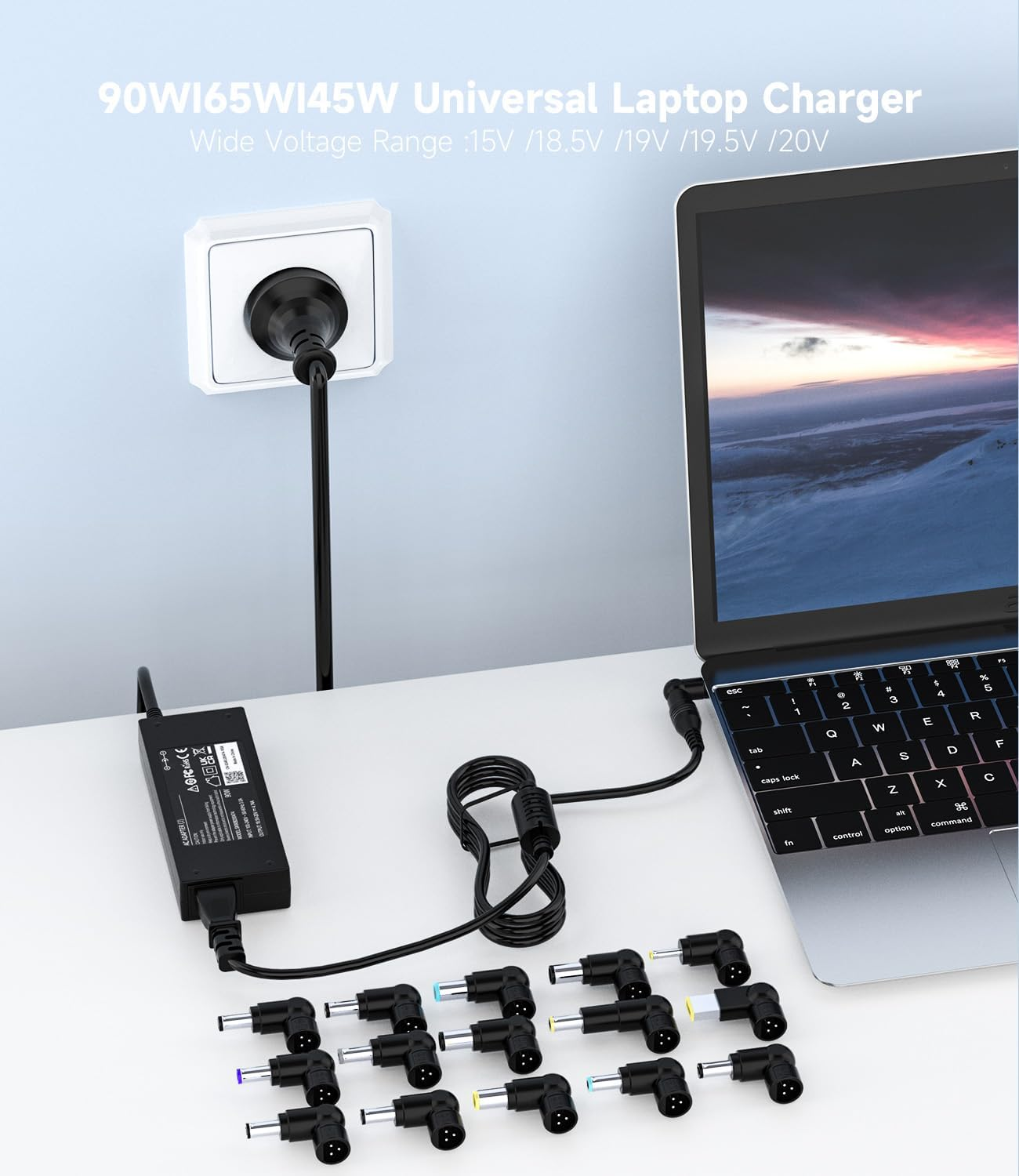 90W Universal Laptop Charger 19V 19.5V 20V Power Adapter Compatible with HP Stream ASUS Vivobook Ideapad Dell Latitude Acer Aspire Samsung Power Cable with 16 Tips image number 5