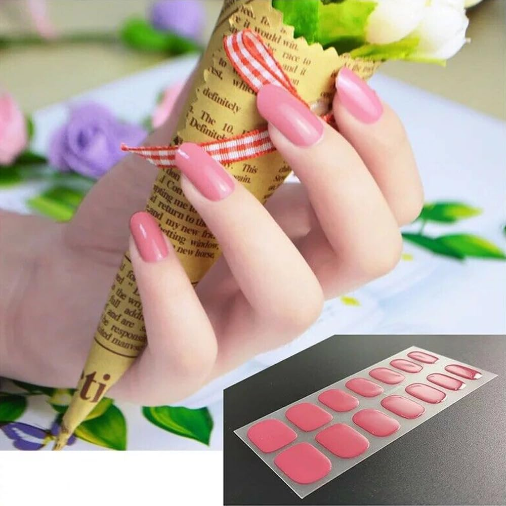 Gel Nail Polish Strips Semi Cured Gel Nail Stickers Wraps Filer Tool Nail Art AU CS008