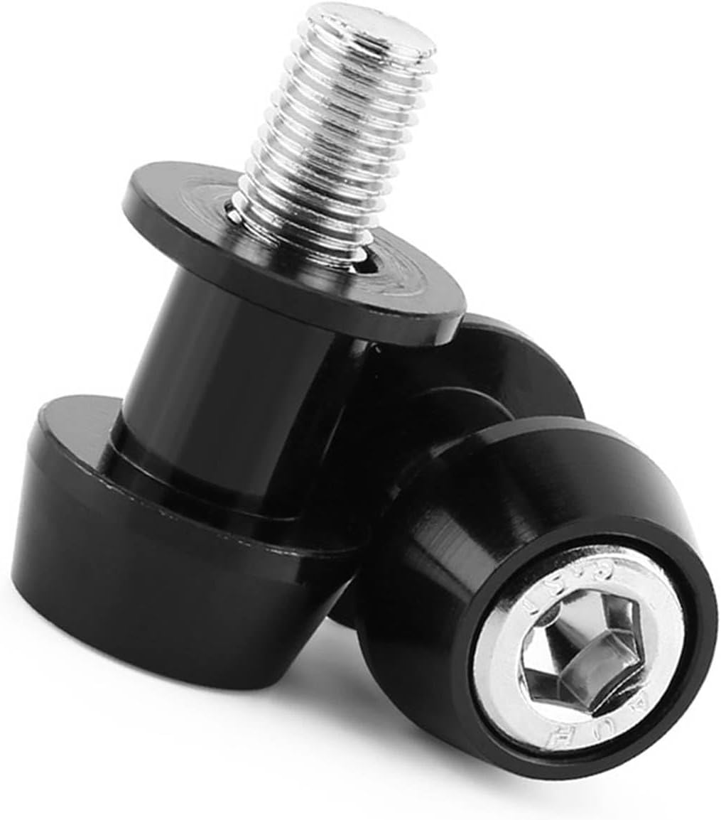 Swing Arm Spool 8/10Mm Motorcycle CNC Aluminium Alloy Swing Arm Spool Sliders Stand Swingarm Bobbins, Black, 10MM