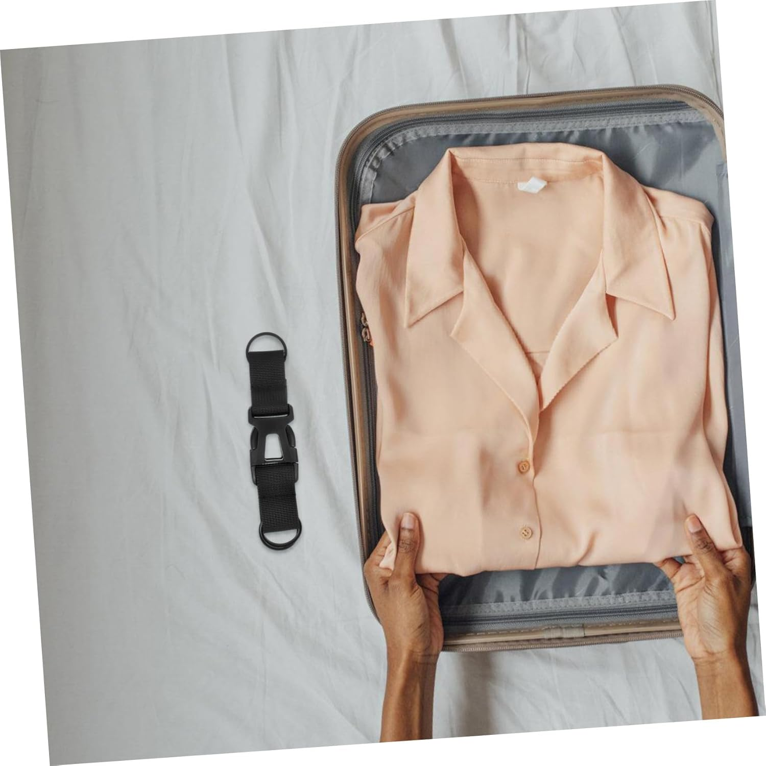 HEALEEP Adjustable Black Outdoor Luggage Strap Three-Ring Buckle, Multifunctional Wide Suitcase Strap for Travel, Secure Packing and Carrying Accessories image number 5