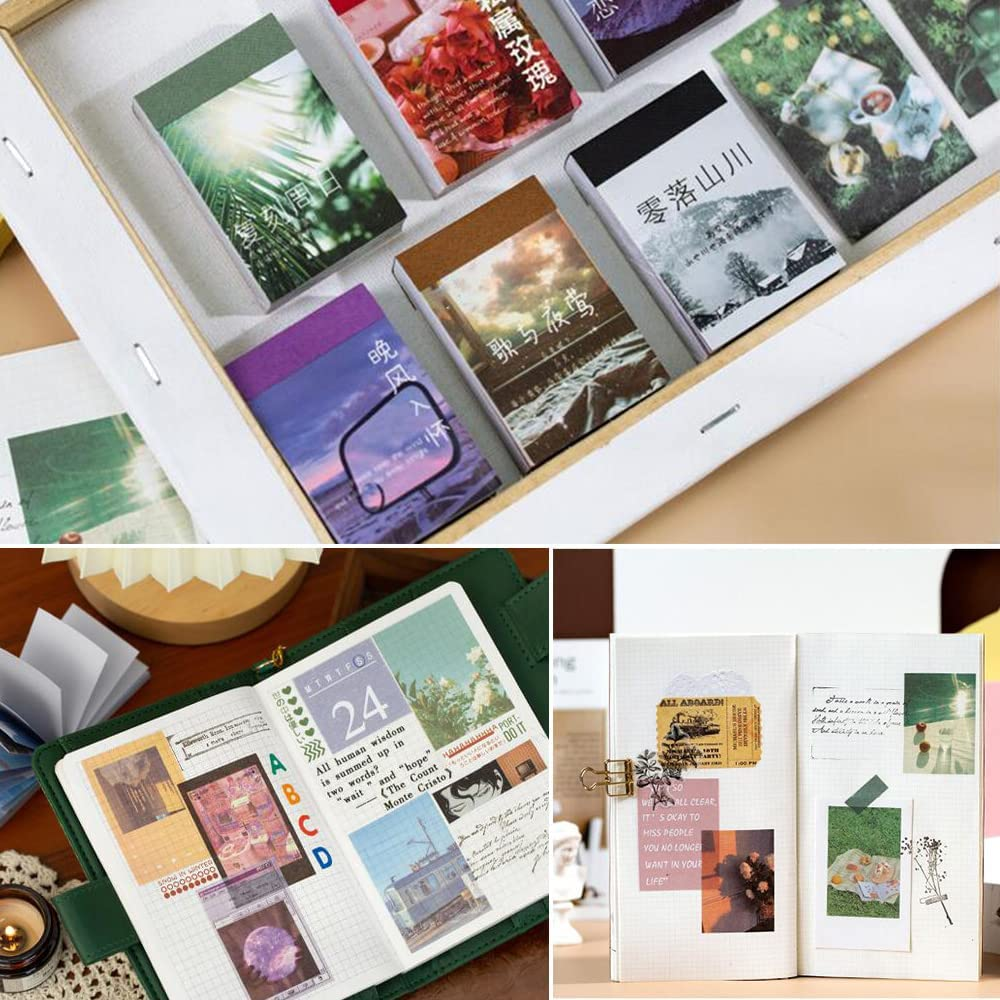 Betterjonny 400Pcs Washi Paper Stickers - 8 Styles Vintage Aesthetic Scrapbooking Decorative Stickers for Scrapbook Journaling DIY Arts Crafts image number 3