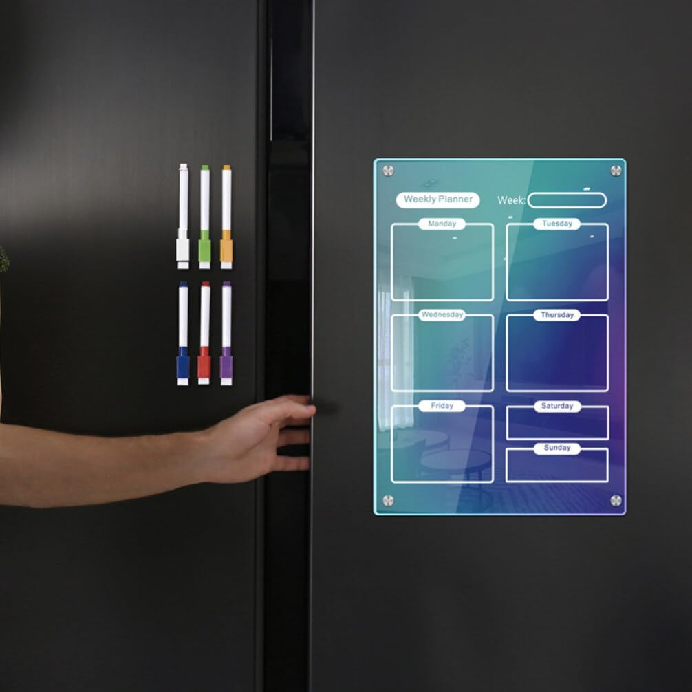 Operitacx Magnetic Weekly Planner Board for Fridge Acrylic Dry Erase Calendar Meal Planning image number 2