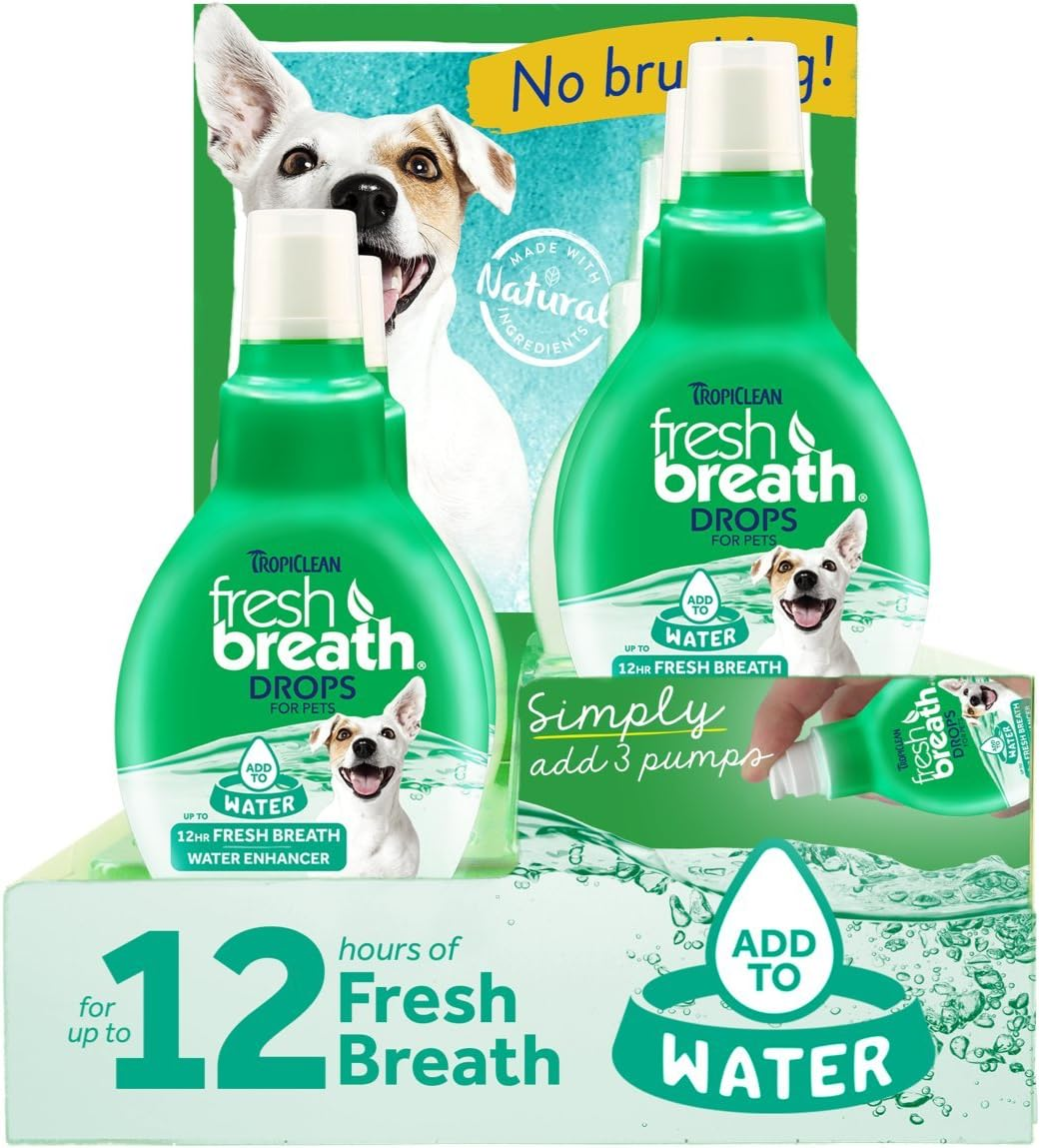 Tropiclean Fresh Breath No Brushing Teeth Cleaning Dental Health Water Additive Solution for Cats 6 Piece Display image number 1