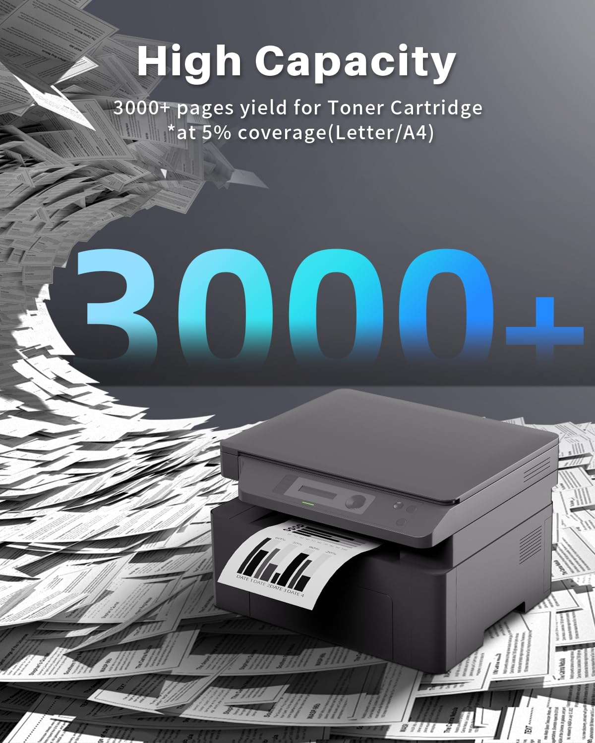 TN2450 Toner Cartridge (3,000 Pages) Compatible for TN2450 TN 2450 TN-2450 High-Yield to Use with HLL2350DW HLL2375DW HLL2395DW MFCL2710DW MFCL2713DW MFCL2730DW MFCL2750DW（1 Black） image number 1