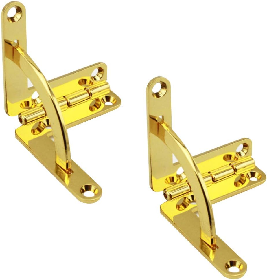 Geenite Zinc Alloy Box Hinge Cigar Case Furniture Hardware 90 Degree Folding Support Hinge for Jewelry Wine Wooden Box Connect Mount Golden Hinges 2 Pcs (Gold)