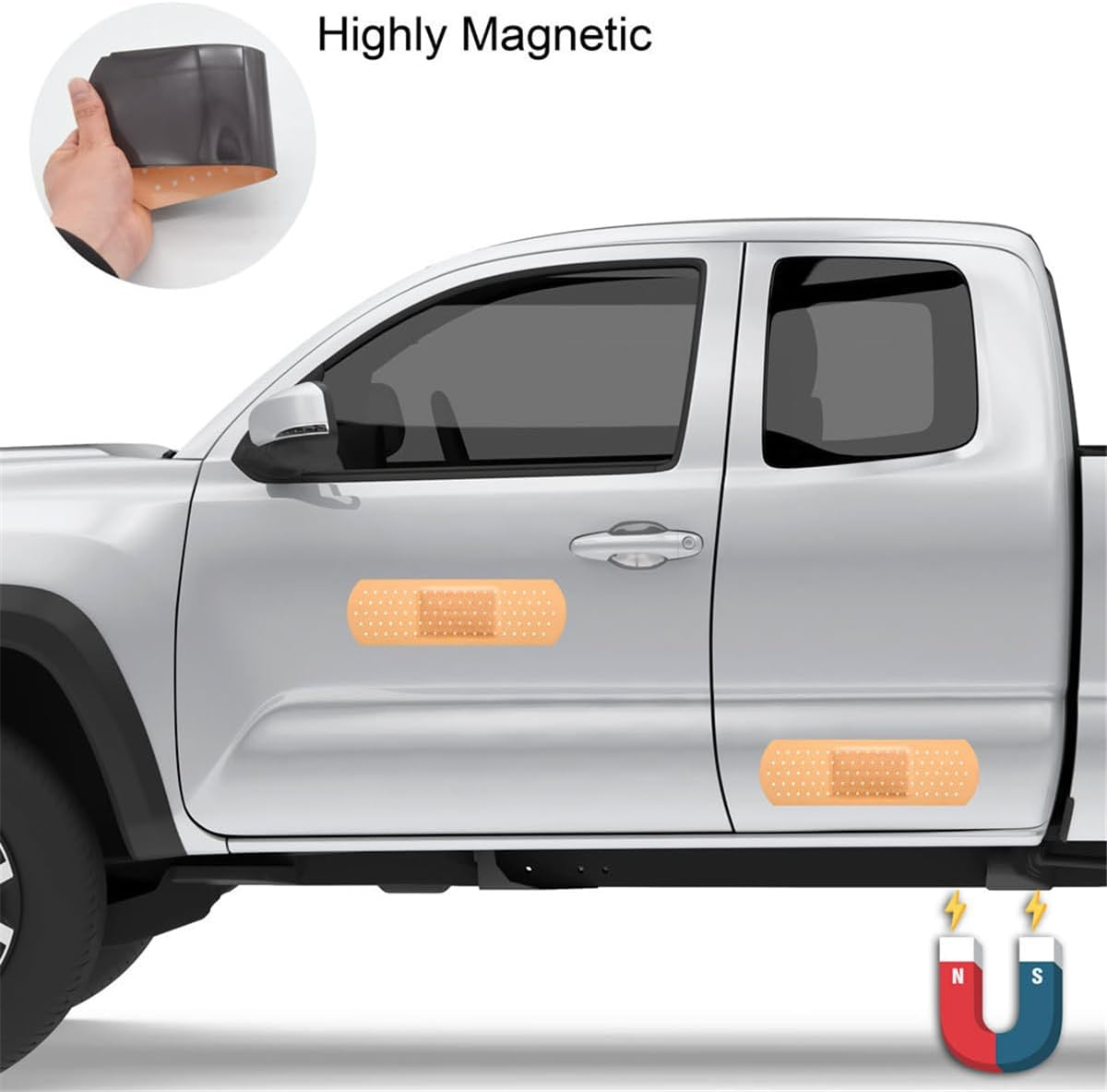 Car Band Aid Sticker Decals, Funny Automotive Band Aid Magnet Sticker, Giant Car Bumper Stickers Large Bandage Magnetic Decals Car Decoration Band Aid Sticker for Car Dent Truck Vehicle, Set of 4 image number 2