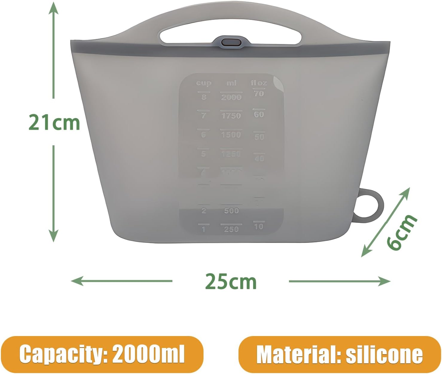 Silicone Microwave Steam Sterilizer Bags - Reusable 2000Ml Silicone Steam Bags for Baby Bottles, Breast Pump Parts, Pacifiers and Teethers - Great for Home and Travel - Grey image number 3