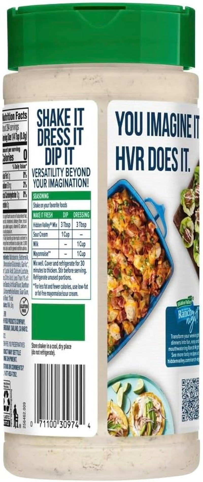 Hidden Valley Ranch Seasoning Dressing and Dip Mix Bundle - (2) Hidden Valley Seasoning Dressing and Dip Canisters 8-Ounces Bundled with (1) Eselect Dual-Sided Measuring Spoon image number 2
