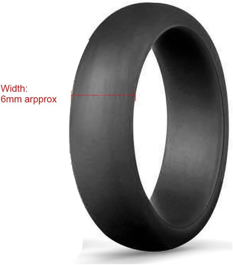 1X Black #6 Silicone Wedding Ring Rubber Band Men Women Casual Sport Gym Gift Sports - Black 5 image number 3