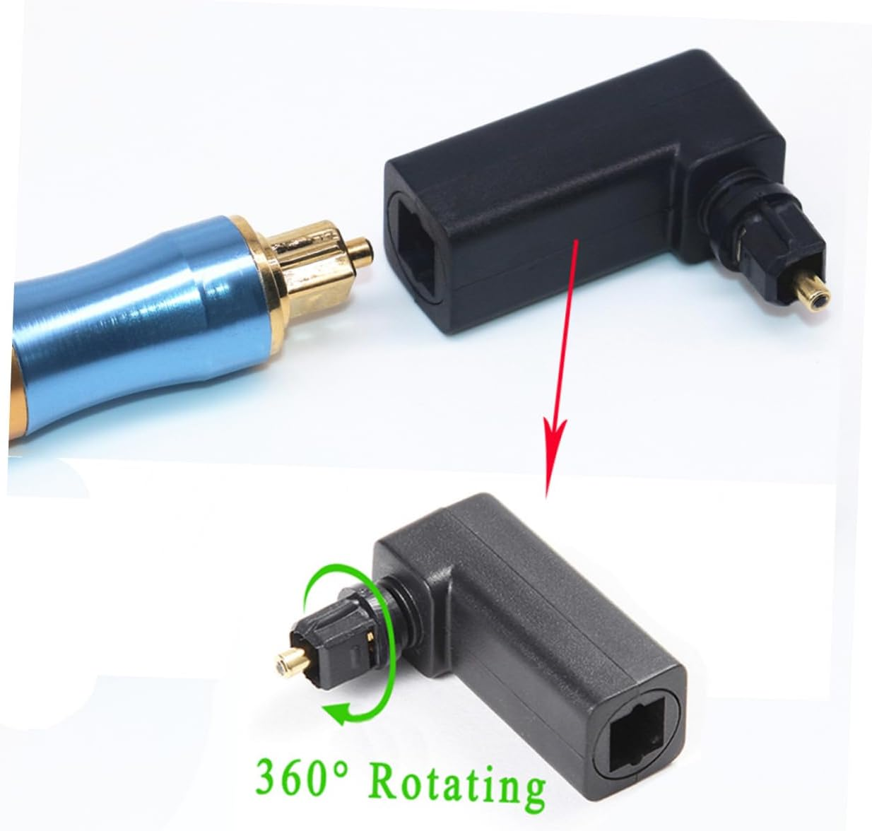 Jojofuny 5-Pack 90 Degree Bend Fiber Optic Adapter Mini Audio Connector for Home Theatre and Audio Systems Sturdy and Compact Design image number 3