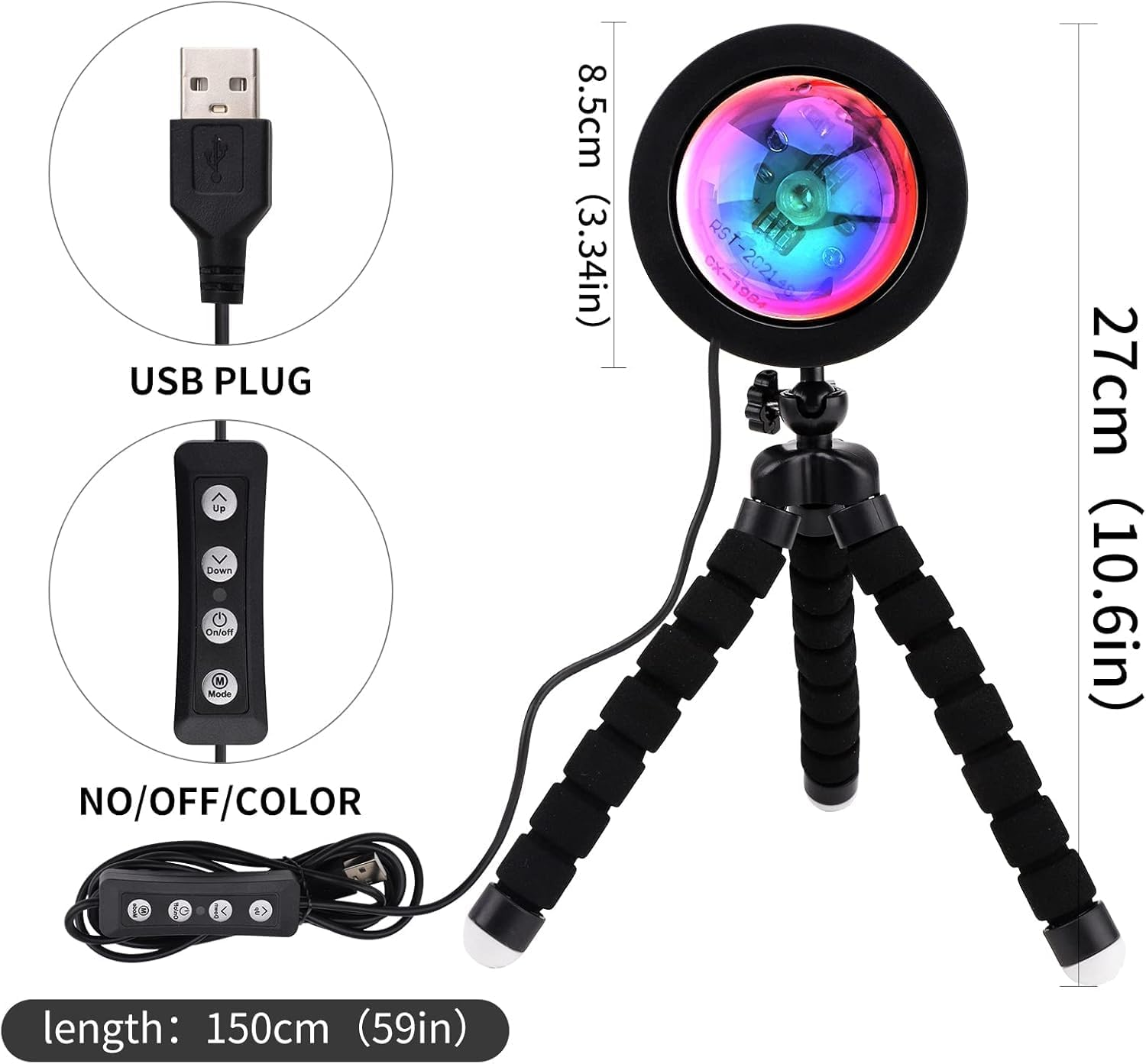 Sunset Lamp, [17 Colors-In-1] Sunset Projection Lamp, 360&deg; Rotation Sunset Projector Lamp Romantic Visual LED Projector Light for Photography Vlog, Background Party, Bedroom Decor and Festival Gift image number 6