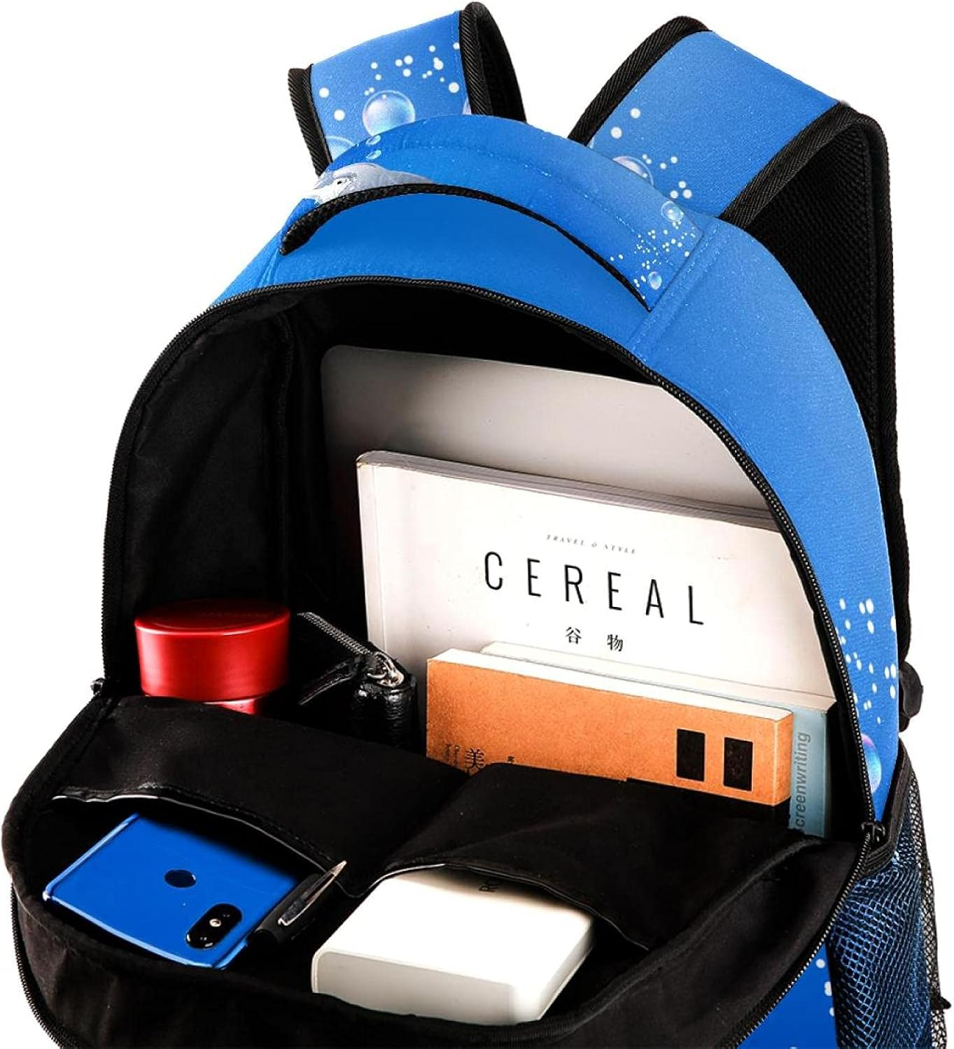 Gentle Circular Dolphin Backpack Students Shoulder Bags Travel Bag College School Tote Backpacks image number 1