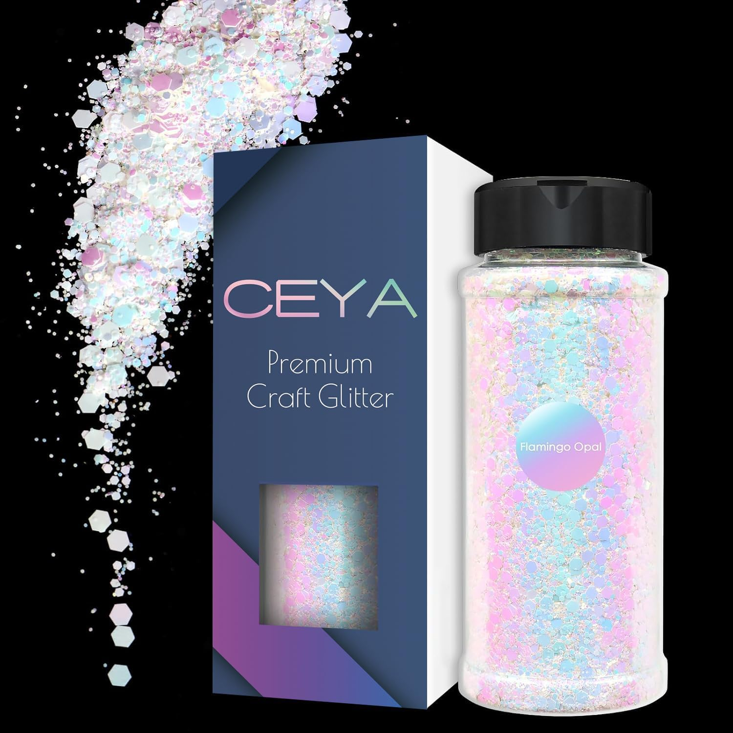 Ceya Chameleon Chunky Glitter, 3.5Oz/100G Mermaid Color Shift Craft Glitter Powder Color Changing Iridescent Flake Sequin for Epoxy Resin, Nail, Tumbler, Slime, Phone Case, Party Decor, Jewelry Making