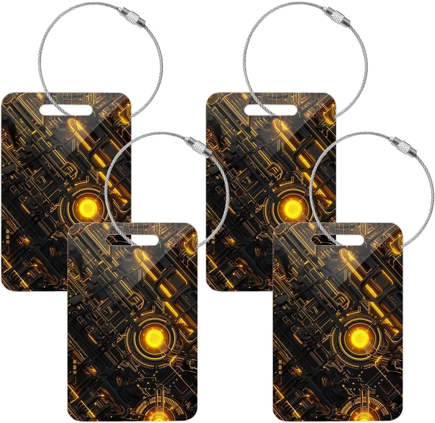 Cool Yellow Gear Acrylic Travel Suitcase Tags Airport Luggage Tags Baggage Tag for Air Travel 4 Pack Luggage Tags Set image number 5