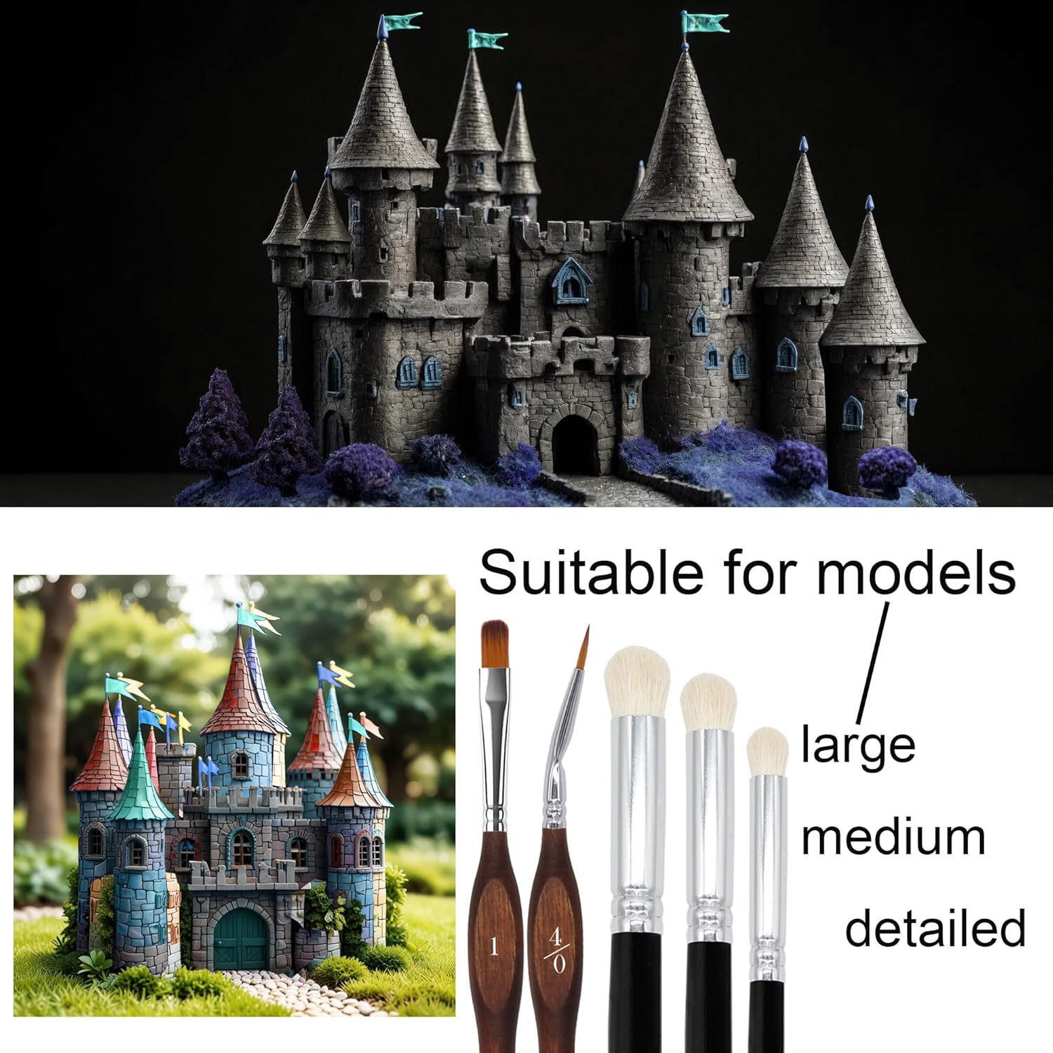 Himmlfel Drybrush Miniature Brush Set, 16 Fine Detail Brushes and 3 Dry Brushes, Model Making Brush for Acrylic Watercolour Miniatures, Model Brush Set for Model Making, Citadel, Warhammer, Game image number 1