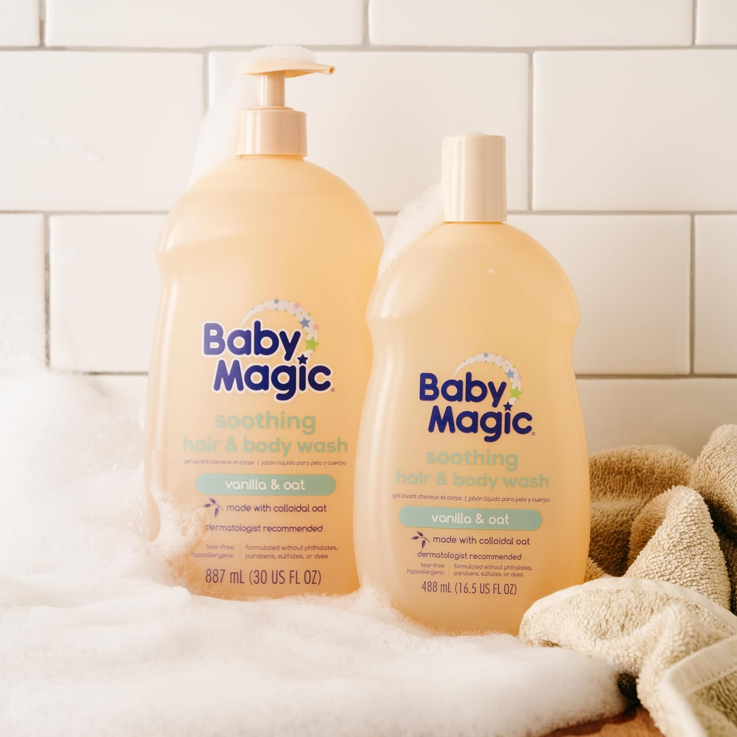 Baby Magic Soothing Hair & Body Wash | 488Ml | Vanilla & Oat | Made with Colloidal Oat | Dermatologist Recommended | Hypoallergenic image number 1