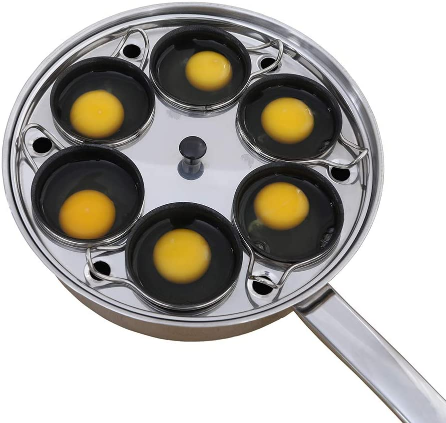 2 Cups Egg Poacher Pan - Stainless Steel Poached Egg Cooker &ndash; Perfect Poached Egg Maker &ndash; Induction Cooktop Egg Poachers Cookware Set with 2 Nonstick Large PFOA FREE Egg Poacher Cups image number 3