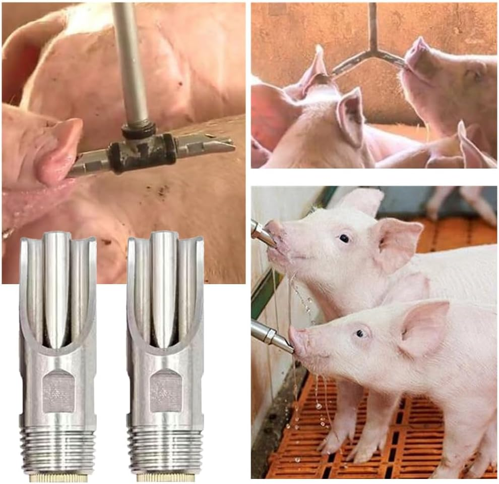 10 PCS Water Feeder for Pig,Stainless Steel Pig Nipples Drinkers,Copper Cap Duckbilled,Pig Nipple Drinkers,Pig Nipple Drinker,Automatic Pig Water Dispenser with Strong Spring for Pigs Cows Sheep.