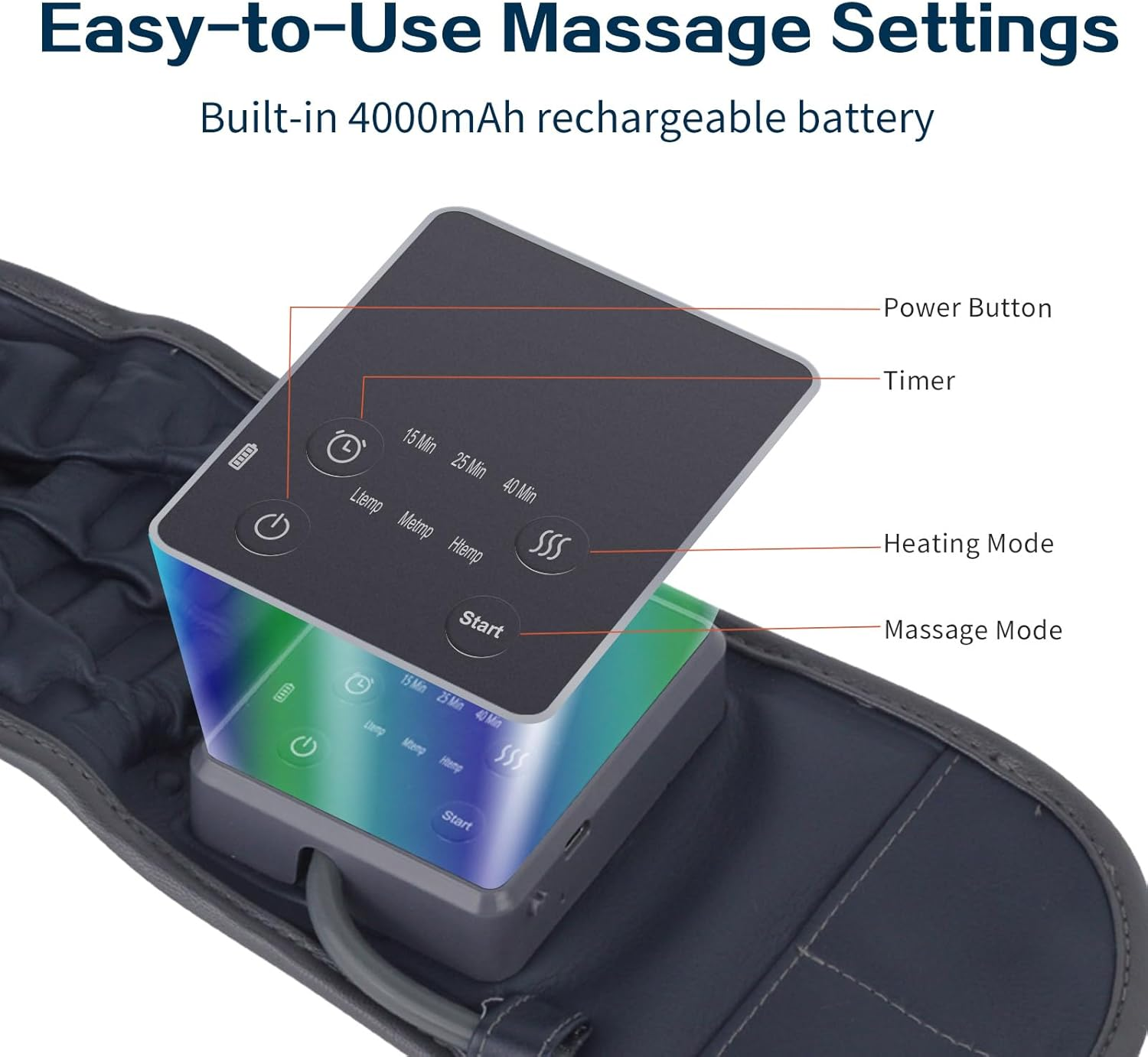 Goldmille Decompression Blet with Heat & Massage for Lower Back Pain Relief, Inflatable Back Massager Belt Lumbar Support, One Size Fits 29-49 Waist image number 6