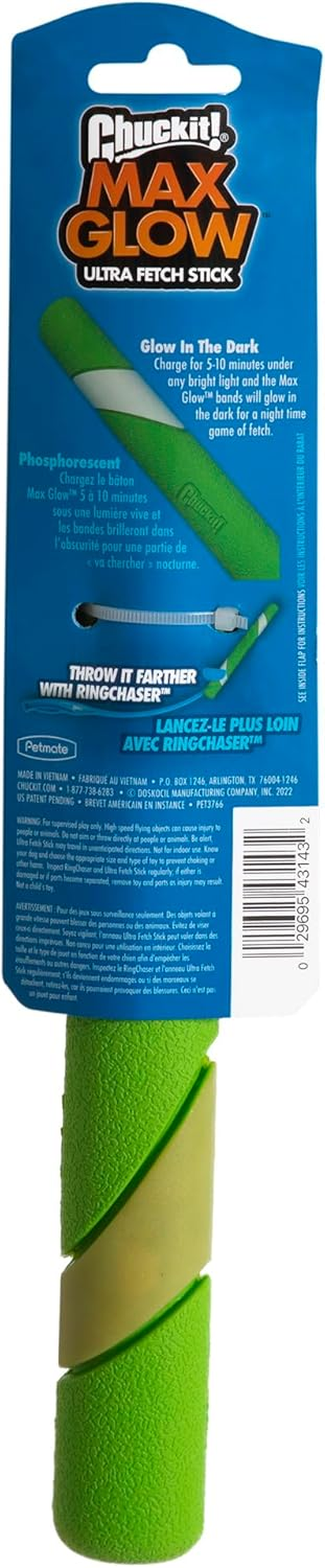 Chuckit! Max Glow Dog Toy Ultra Fetch Stick Dog Throw Toy for Interactive Play Glow in the Dark image number 6