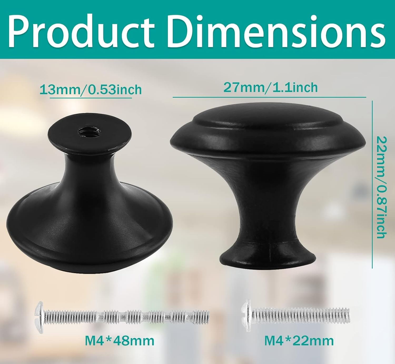 Auvotuis 20Pcs round Cabinet Knobs, 1Inch Matte Black Drawer Knob Pull Handles Modern Zinc Dresser Knobs for Wardrobe, Cupboard, Door image number 6