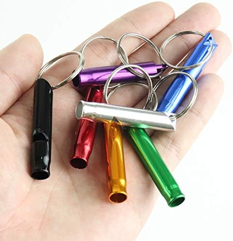 Set of 12 Extra Loud Whistles for Camping Hiking Hunting Outdoors Sports and Emergency Situations, Sturdy but Light Aluminium Key Chain Signals image number 1