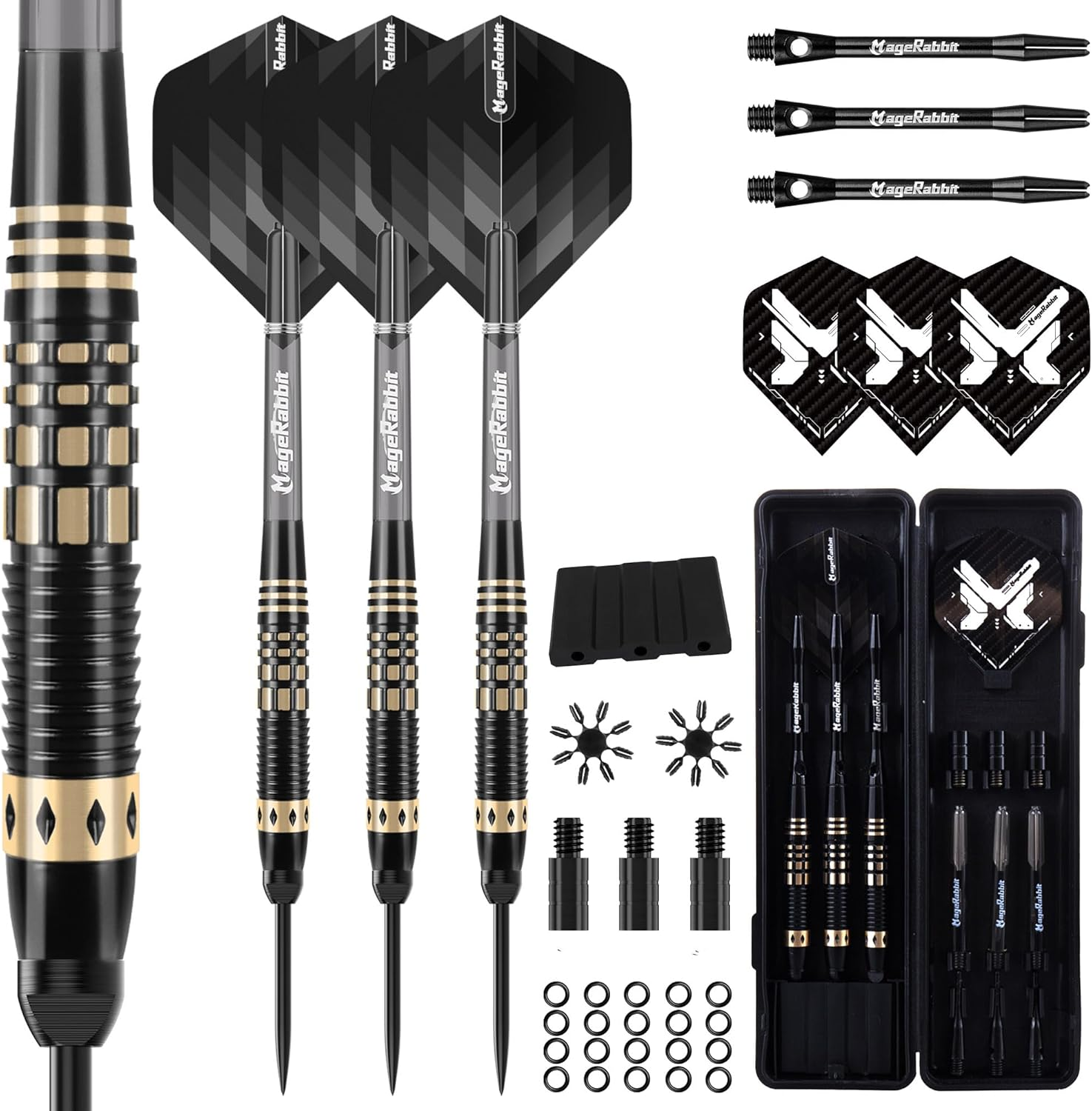 Magerabbit Professional Steel Darts Set,Copper Barrel,Metal Tip Darts with Dart Carrying Case +Extra Flight+ Alum Shafts+Dart Tools. Metal Darts,Steel Tip Darts for Dartboard image number 5