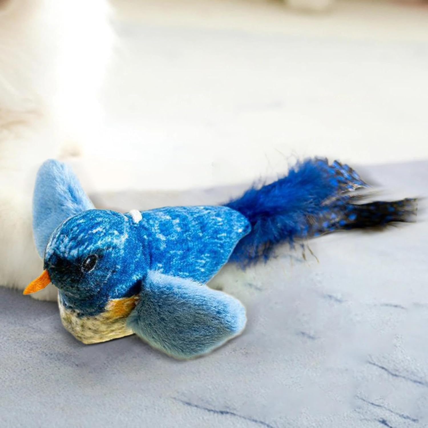Cat Bird Toys - Bird Toys for Cats | Singing Bird Cat Toys | Interactive Bird Toys for Cats | Singing Bird Cat Toys | Realistic Churp Tweet Touch Activated Kitty Toy | Bird Cat Toy Cute Cat Play Toy - Yellow image number 2