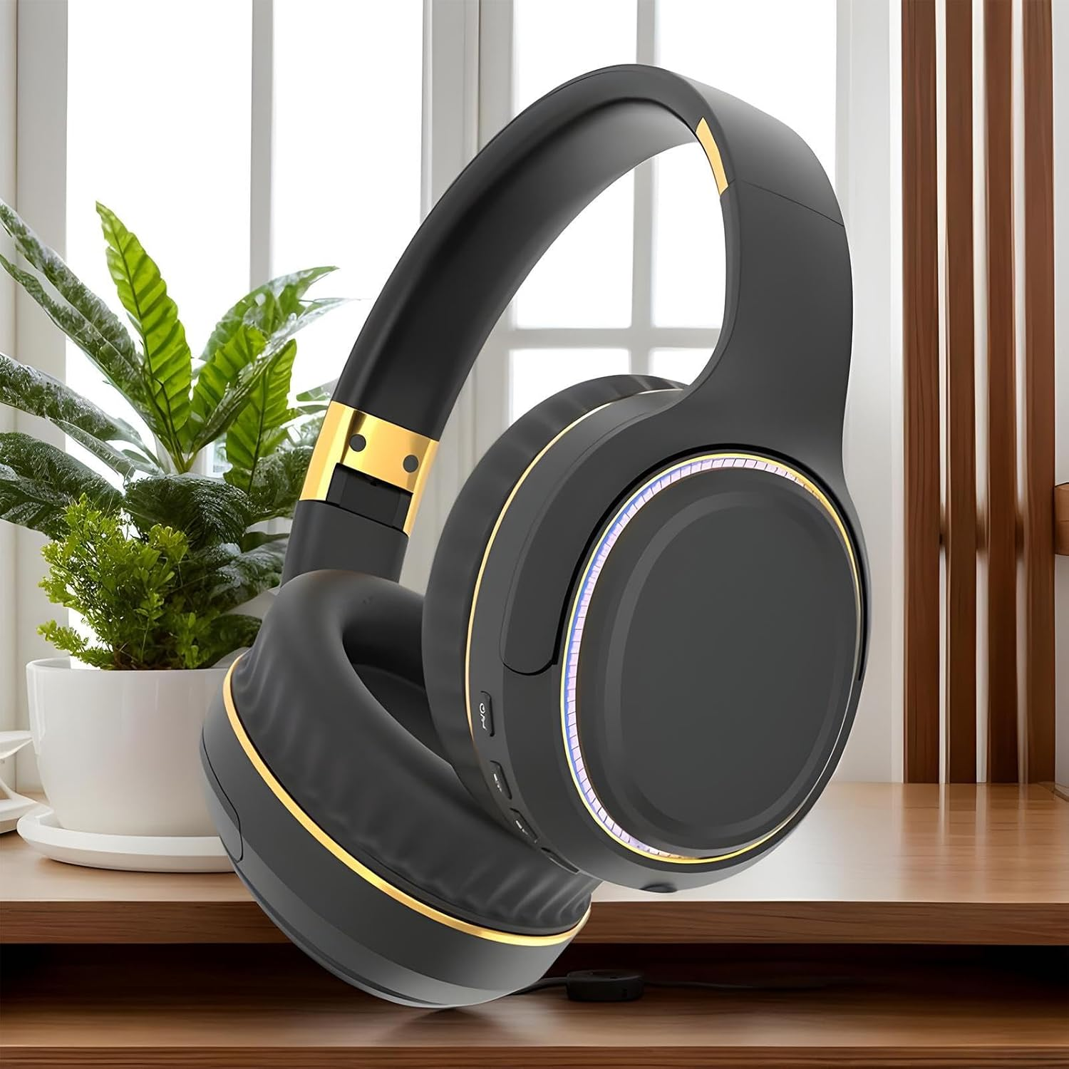 Yulokdwi Wireless Headphones, Multipurpose Wireless Earphone, Foldable Headphones with Breathing Light & Stereo Bass Sound for Commuting Workout Lawn Concert Workout image number 6