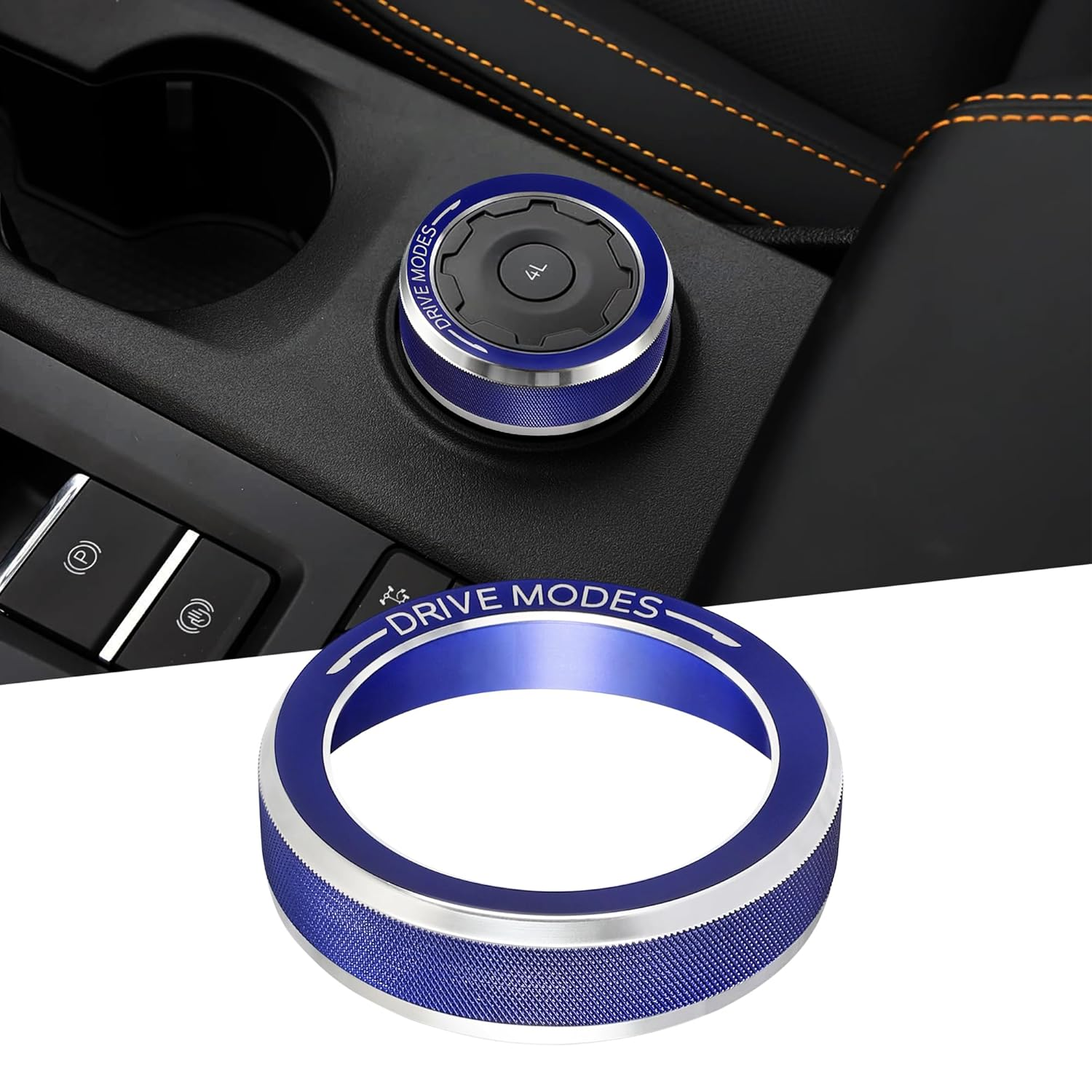 TOMALL Aluminum 4WD Drive Mode Knob Cover Compatible with Ford Ranger 2023 2024 2025 Raptor/Lariat/Xlt Four-Wheel Drive Selector Control Switch Button Ring Car Interior Decor Accessories Trim (Blue)
