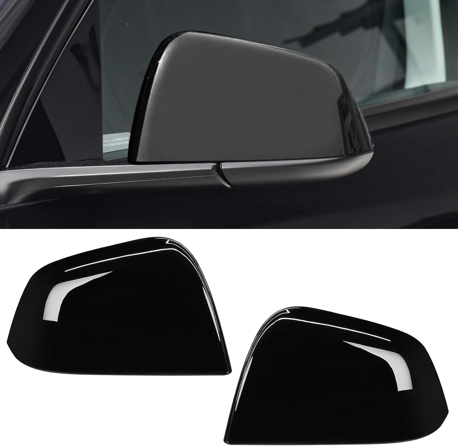 Jaronx Compatible with Tesla Model Y Mirror Caps Side Mirror Replacement 2020-2024,Left Right Rear View Mirror Cover,Side Mirror Cover Cap for Tesla Model Y Accessories (Pearl White)