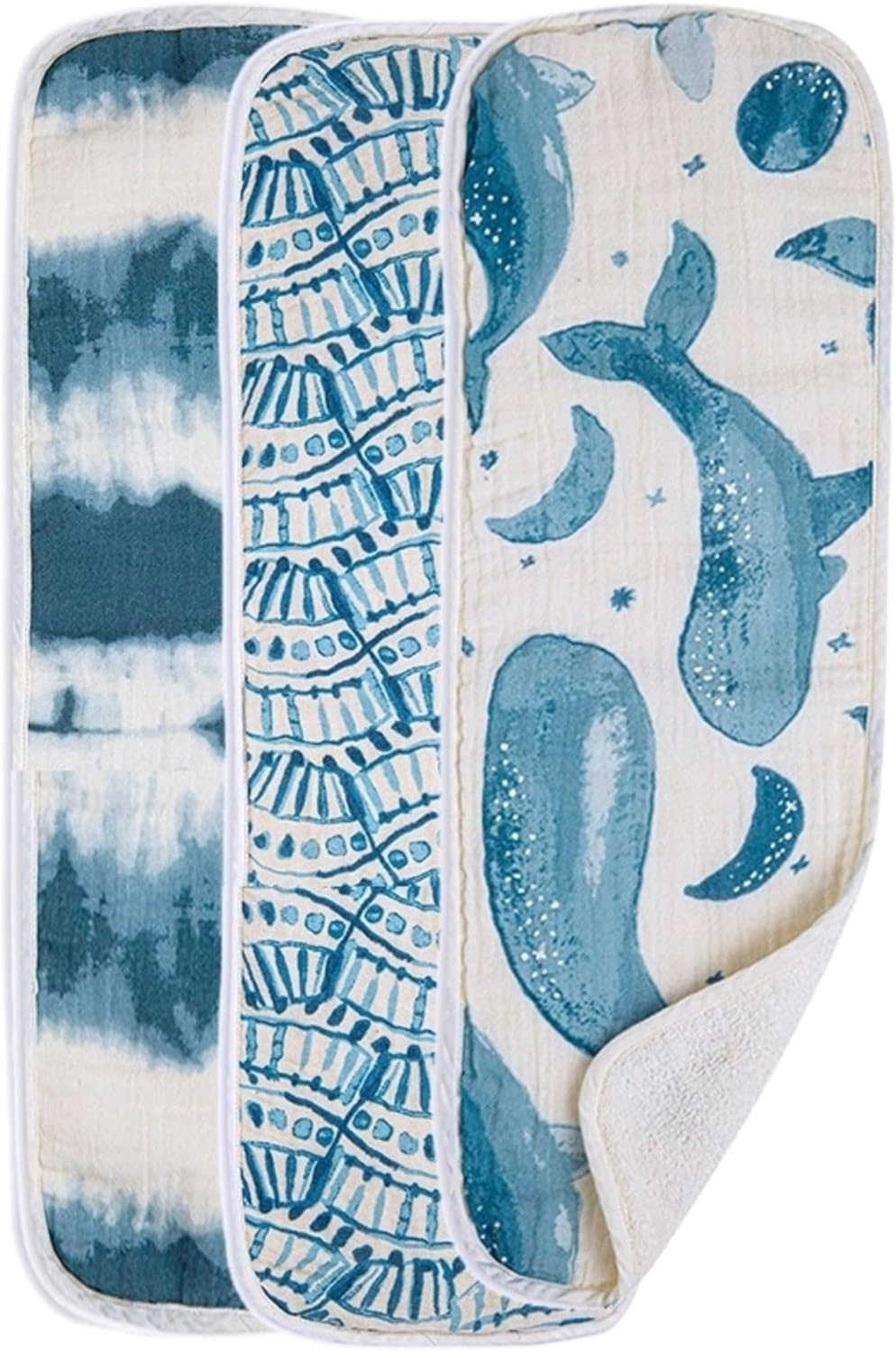 Crane Baby Soft Muslin Burp Cloth, Lightweight and Absorbent Burp Cloth for Boys and Girls, Whale, 3 Piece, 7&rdquo; X 20&rdquo; image number 2