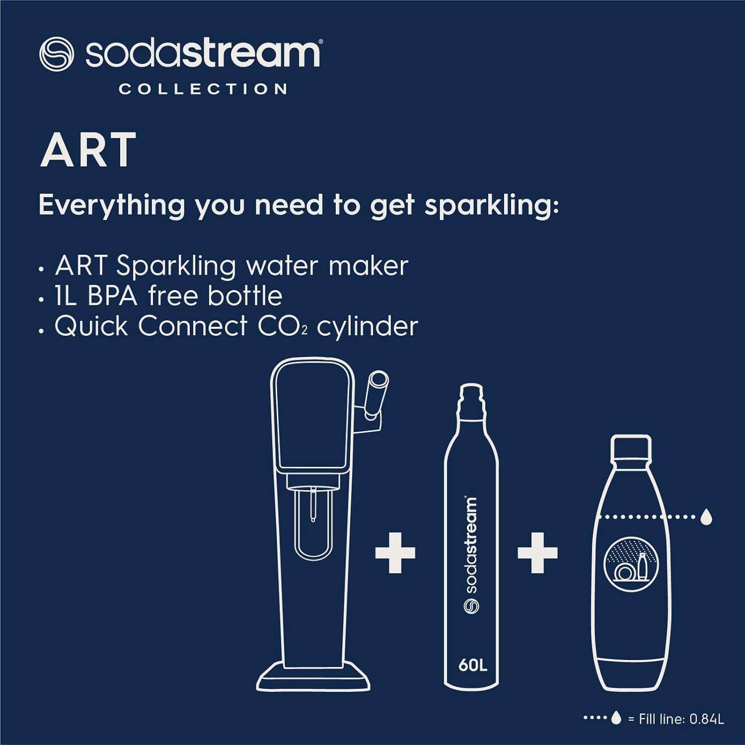 Sodastream - ART Black Sparkling Drink Maker | Quick Connect CO2 | Eco-Friendly Reusable Bottle | Stylish Kitchen Appliance image number 5