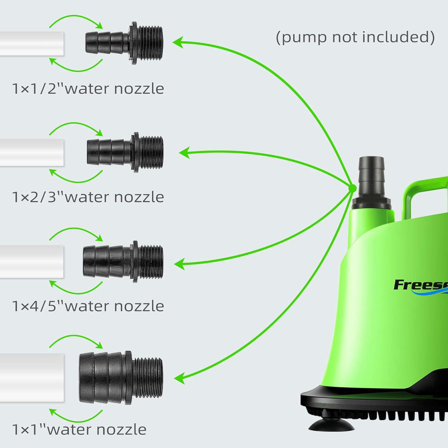 FREESEA Fountain Pump Nozzle Kit: 4 Sizes Water Nozzle Replacement Adapter image number 3