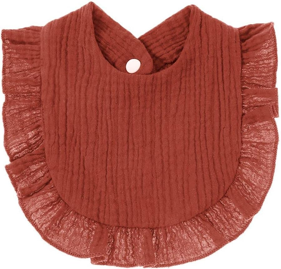 4 PACK Solid Muslin Baby Drool Bibs Set for Unisex Boys Girls Cotton Adjustable Teething Feeding Drooling Bibs image number 3