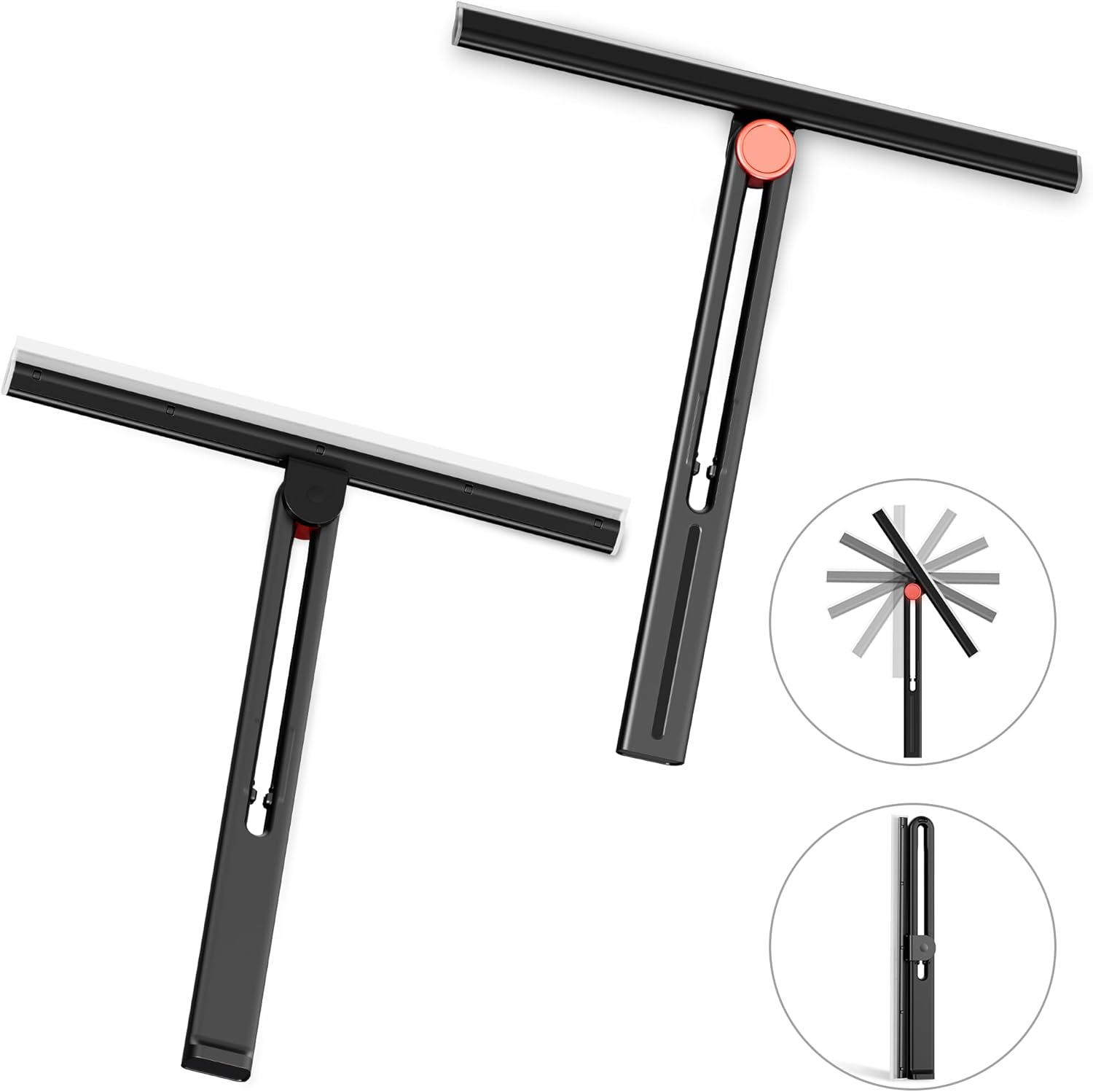 Upgraded Shower Squeegee for Glass Doors with 2 Pack Multi-Purpose 360&deg; Rotating Window Squeegees for Walls Wiper, Car Windshield, Tile, Mirrors and Kitchen image number 4