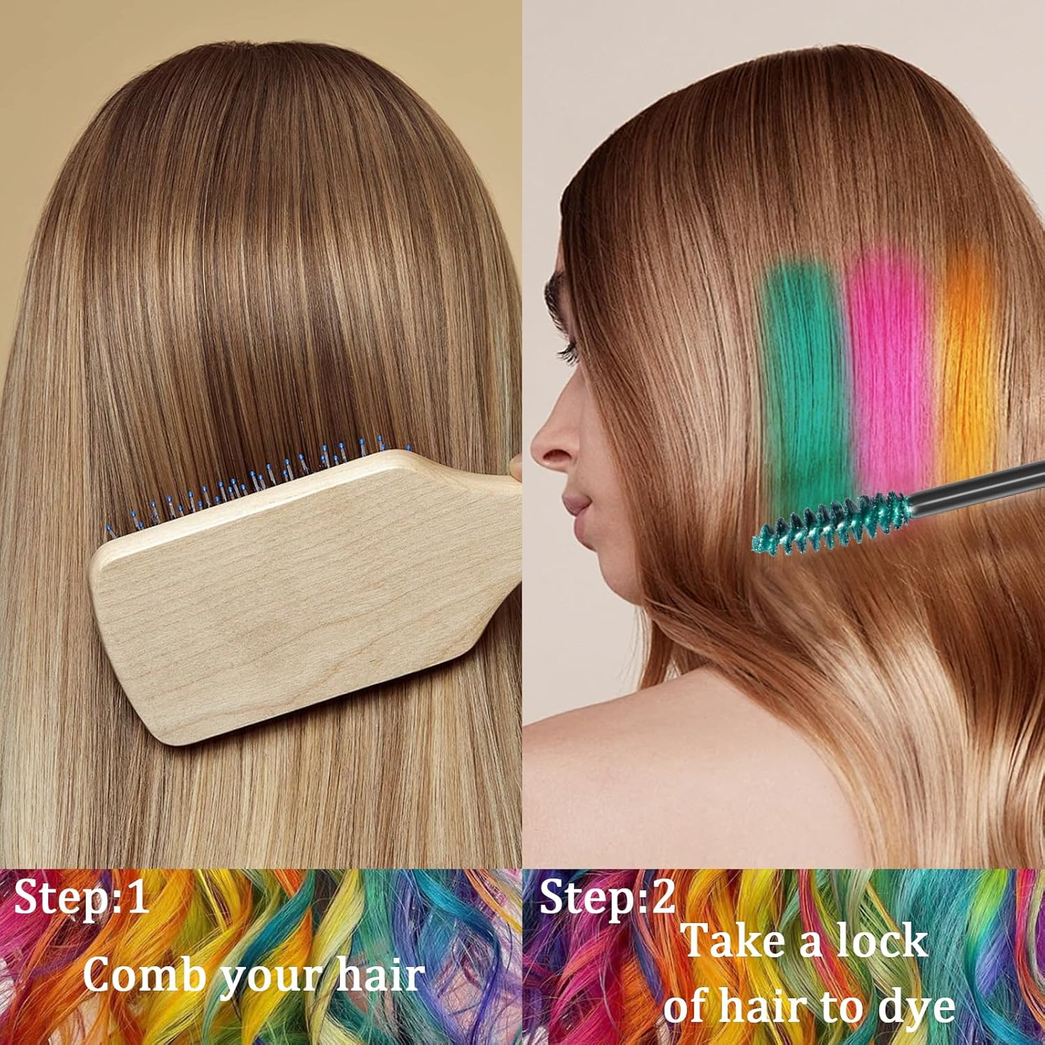 Hair Chalk Comb, 6 Colors Temporary Hair Color for Girls Kids Women Gifts for Girls and Boys Age 4 5 6 7 8 9 10 11 12 for Halloween Christmas Makeup Birthday, Washable image number 1
