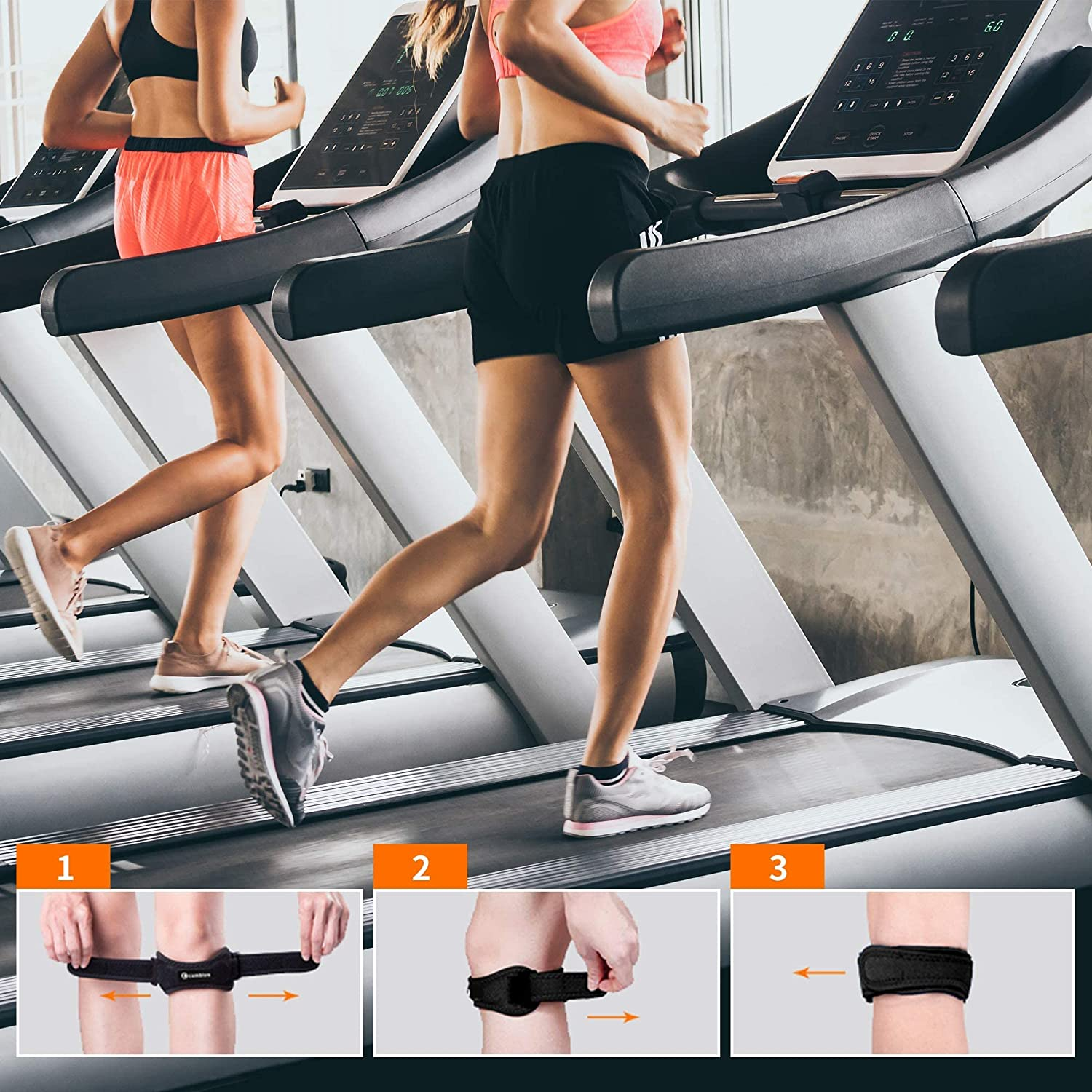 CAMBIVO Patella Knee Strap, 2 Pack Adjustable Tendon Strap, Knee Brace Support Band for Knee Pain Relief, Tendonitis, Basketball, Running, Jumpers Knee, Hiking, Volleyball, Tennis, Squats (Black)