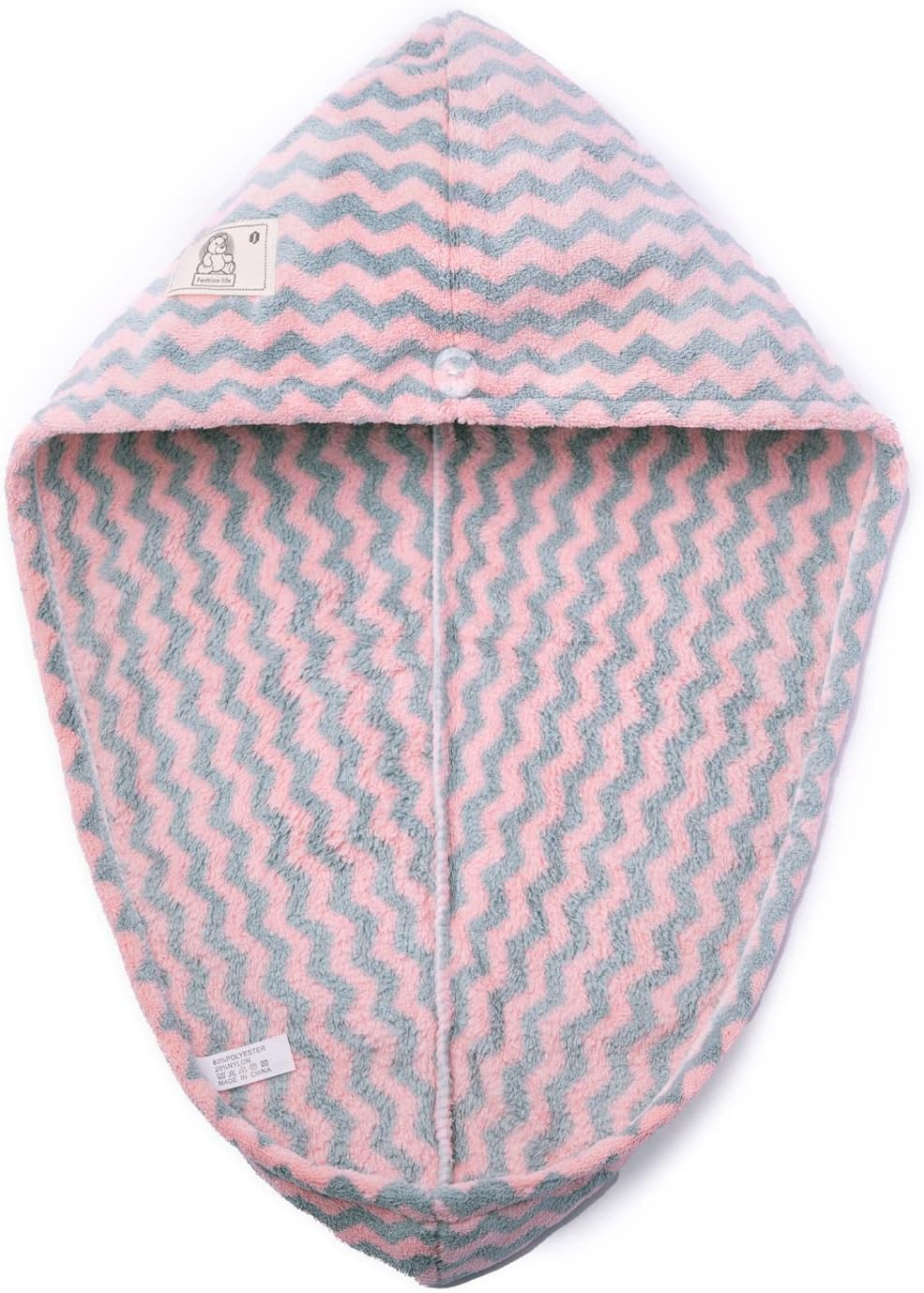 Fast Drying Hair Turban Towel White / Pink One Size