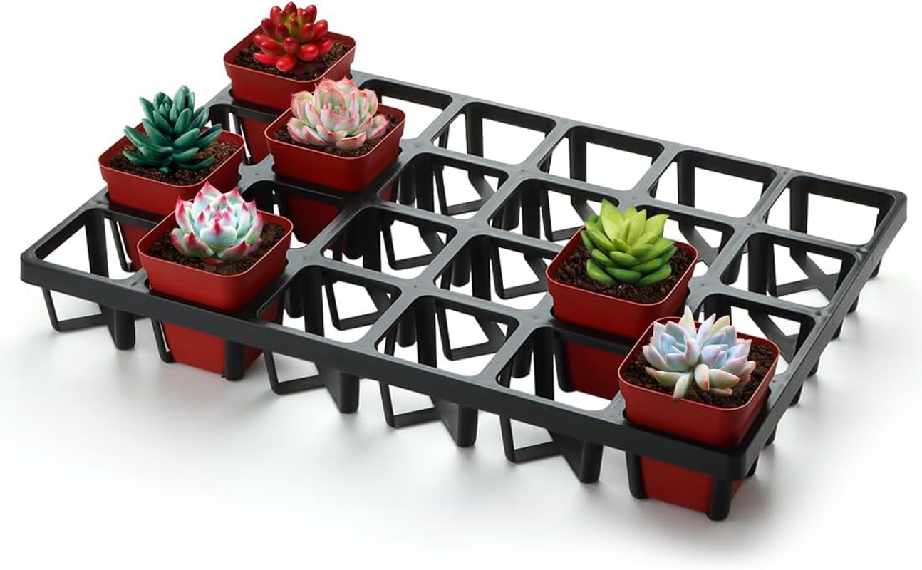 Grow-Green 5 Pack Flowerpot Moving Tray for Pots,24 Cell Plastic Containers for Moving POTS and Trays,Accompanying Square Nursery Pot Is Used for Indoor Gardening, Black (CT2407) image number 1