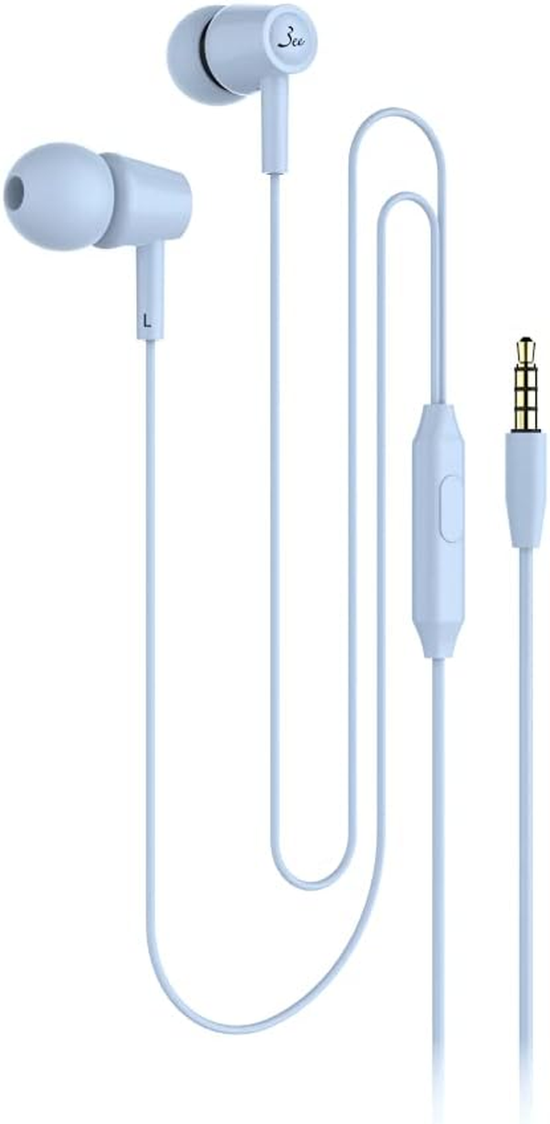 3Ee UAG01 Wired Earbuds, Airtight Type, 4.9 Ft (1.2 M), Microphone Included, Dynamic Type, Voice Recognition (Siri, Google Assistant), Black, M (Light Pink)