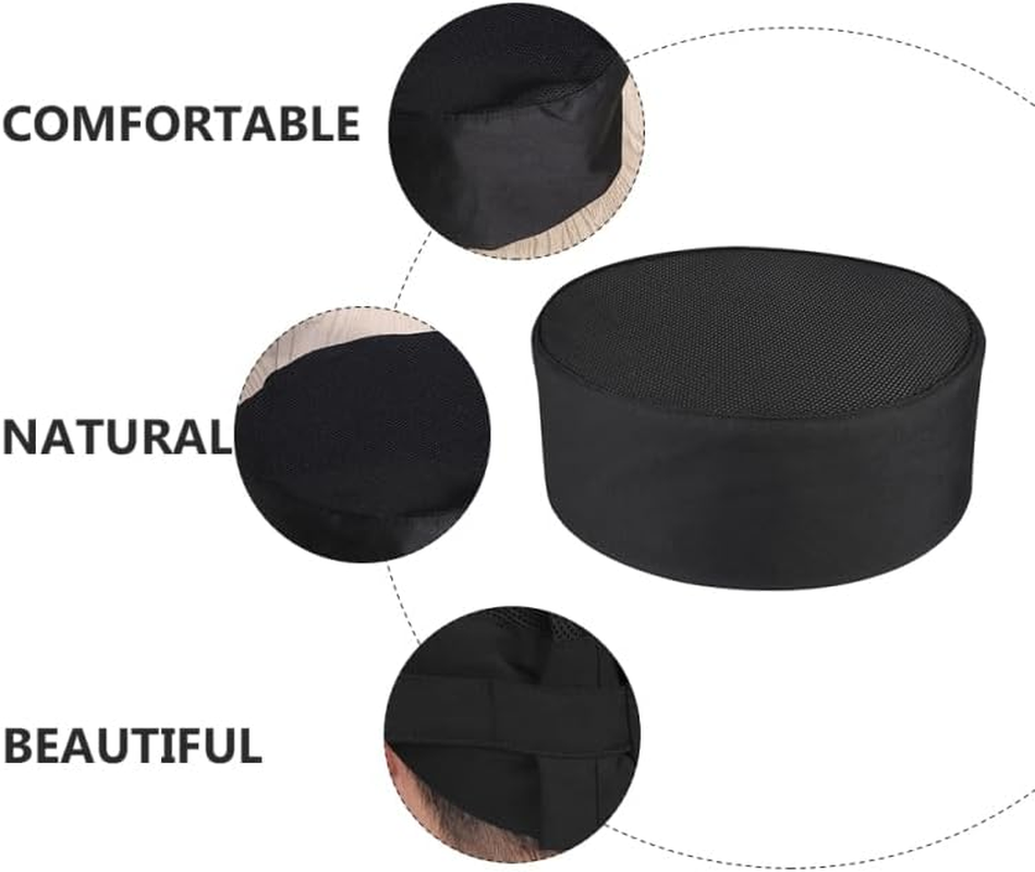 Cabilock 2Pcs Chef Hat Mens Work Hat Work Tie Breathable Chef Mens Hats Chefs Hat Hair Net for Men Hat for Women Headwear for Women Mesh Cotton Cloth Men and Women Flat Cap Aldult Black image number 1