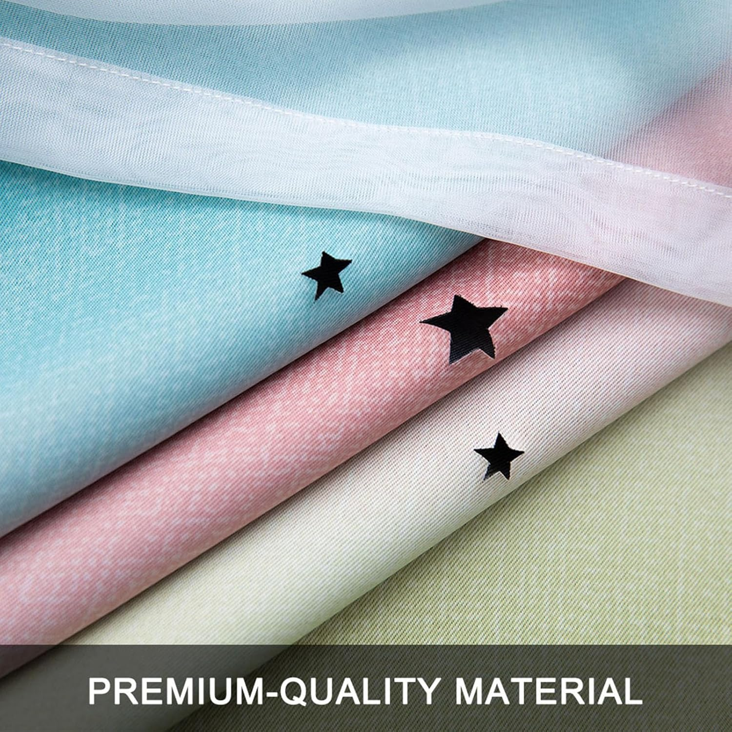 Blackout Curtains for Bedroom, 2PCS Star Curtains Blackout High Precision Curtains for Kids Girls Bedroom Living Room Colorful Double Layer Star Window Curtains Pink134Cm X 160Cm image number 6