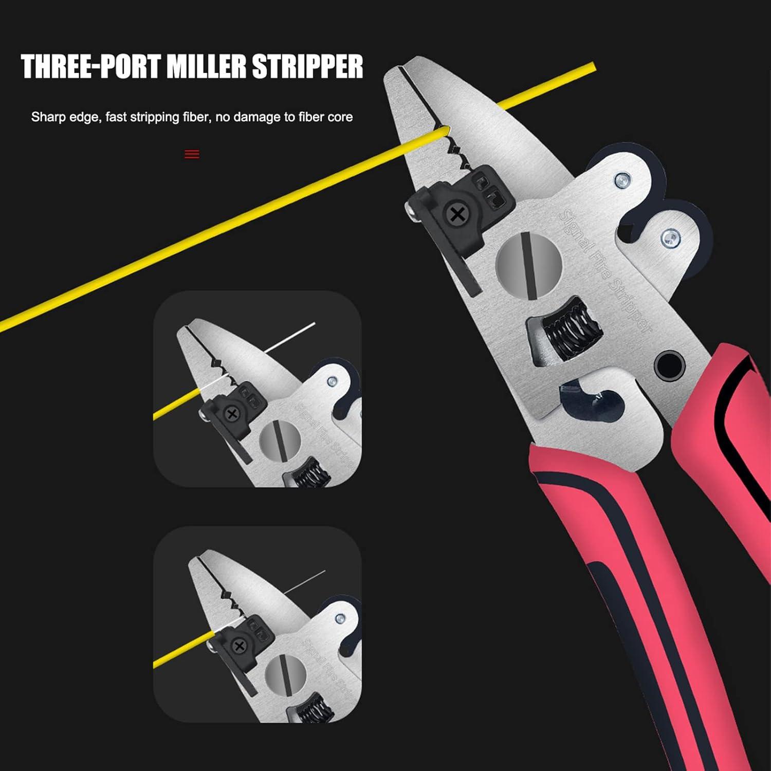 Fiber Optic Stripper, 8 in 1 Fiber Optic Stripper Tool, Wire Cutters Pliers Electrician Tools for Wire Stripping Cutting & Cleaning, Fiber Cable Stripping Tool for Working Technicians, Electricians image number 2