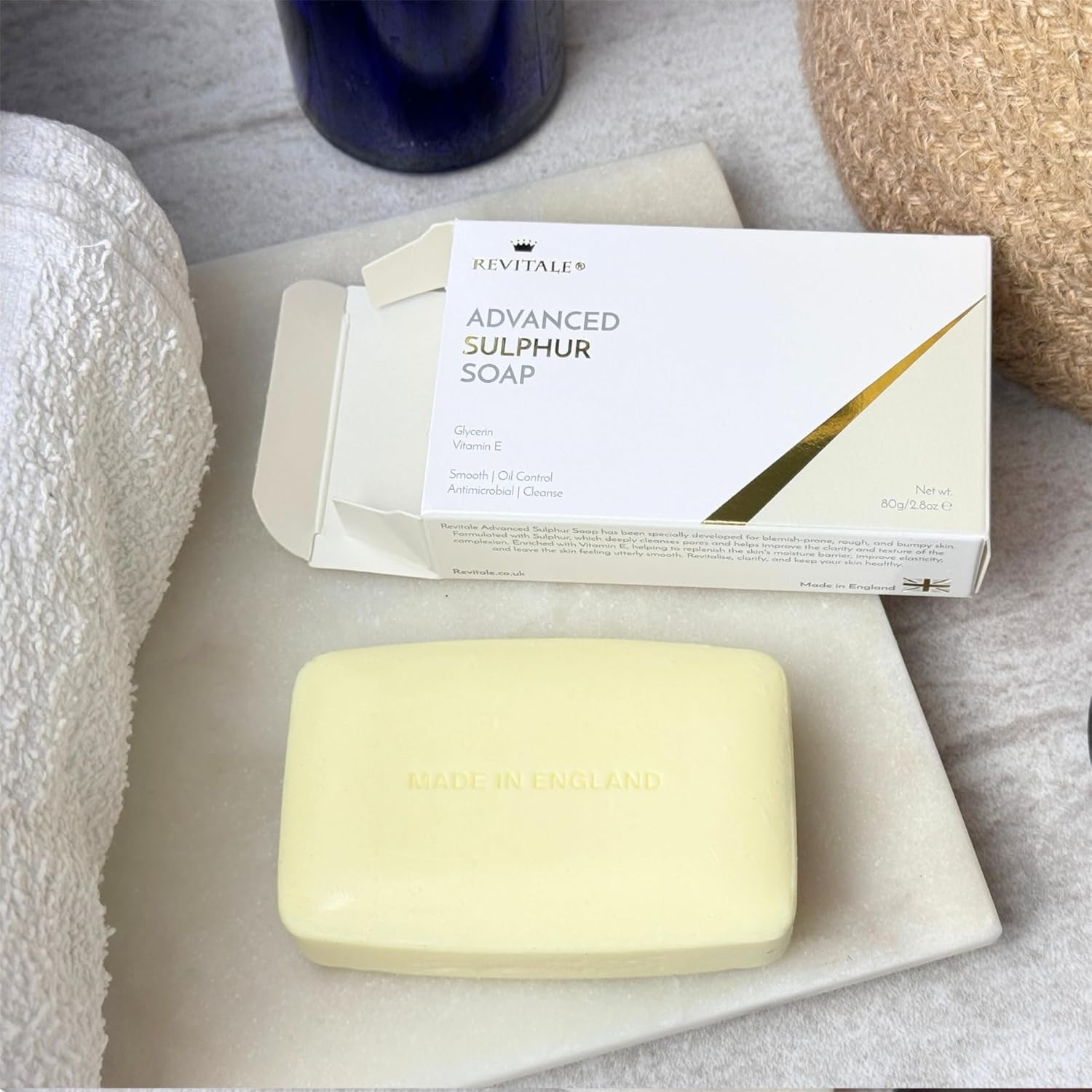 Revitale Pure Vegetable Advanced Sulphur Soap Treatment 80G - Antibacterial - Helps Fight Blackheads, Spots, Skin Irritation image number 2