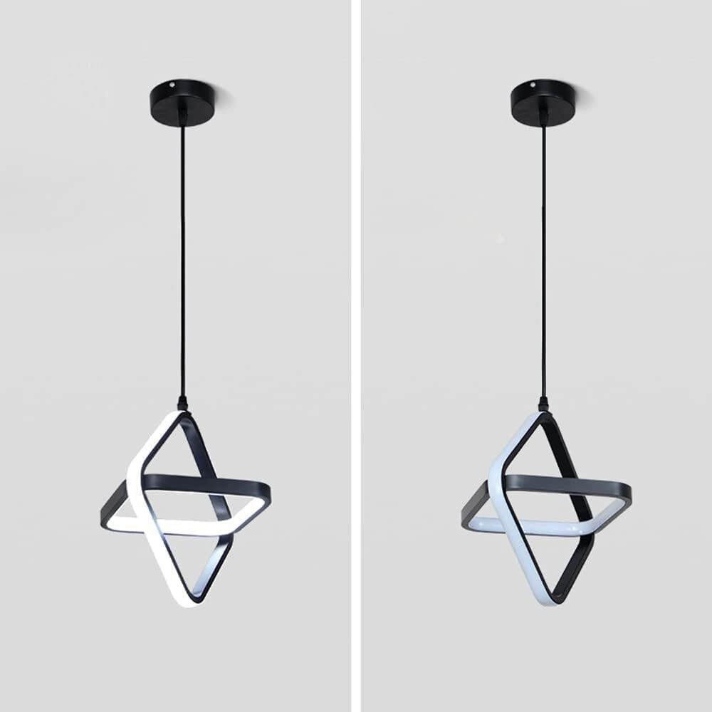 Modern Led Pendant Light,3-Color Dimmable Adjustable Hanging Chandelier for Dining Room Ceiling Lamp for Foyer Hallway Island Cafe-Black (Double Square-Black-New) image number 5