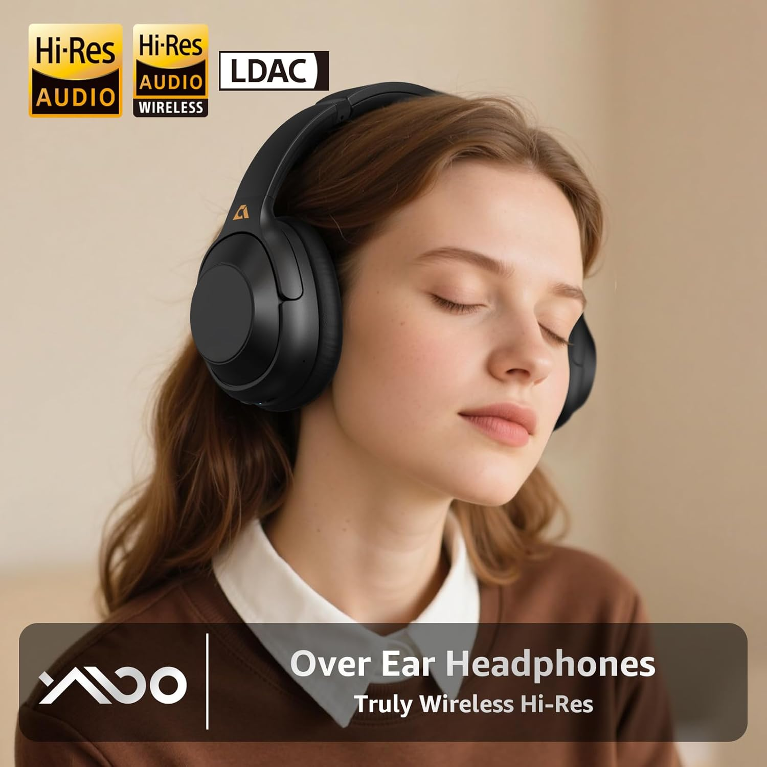 YMOO Y7Pro Active Noise Cancelling Headphones for Airplane Travel, LDAC Hi-Res Audio, Bluetooth 6.0, 100H Playtime over Ear Headphones, Custom EQ via App, Wired Wireless Deep Bass Headset for Adults image number 5