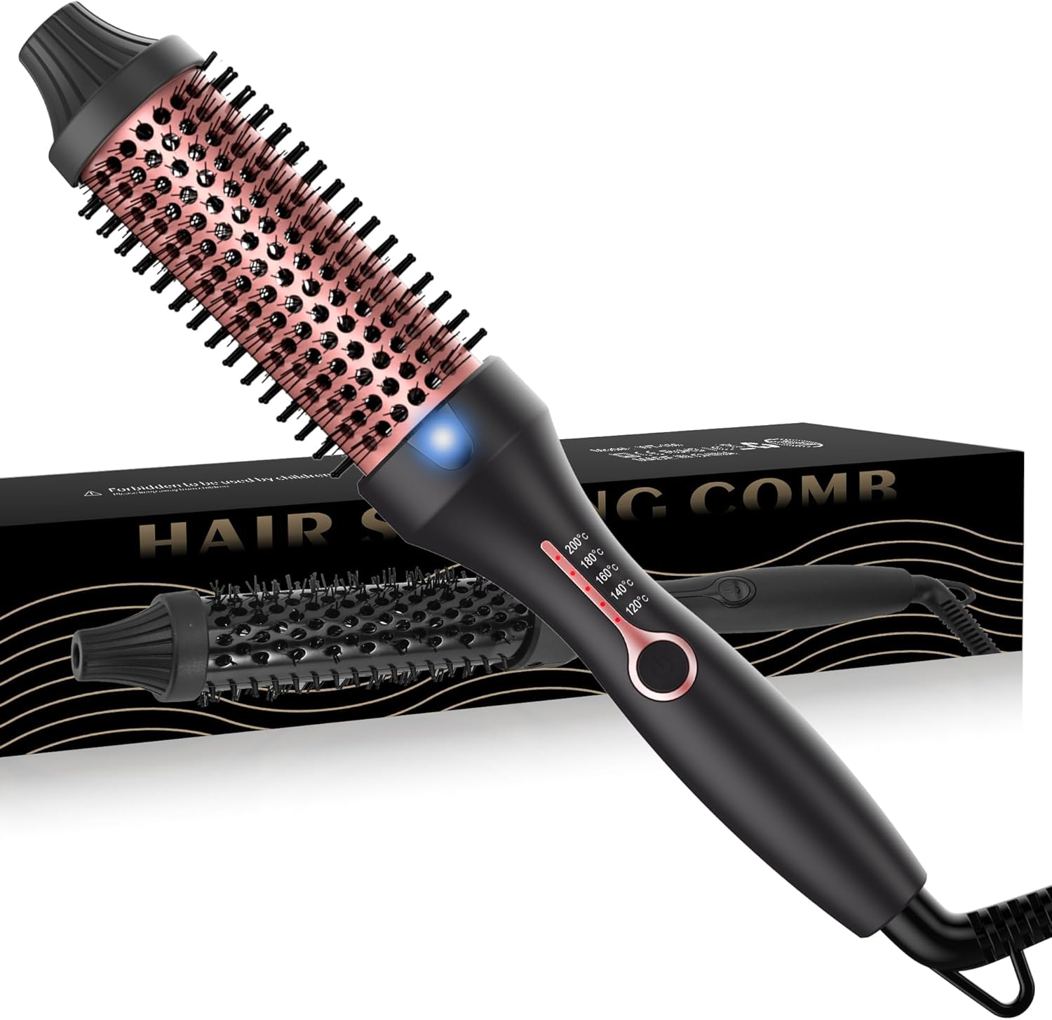 Thermal Brush Lonen Heat Brush 38 Mm, Thermob&uuml;rste Rundb&uuml;rste 120-200&deg;C, W&auml;rmeb&uuml;rste Double Spannung Erh&ouml;hen Sie Das Haarvolumen, Verwendet Als Kamm, Gl&auml;tteisen, Lockenstab, Leichte Kompakte Gr&ouml;&szlig;e